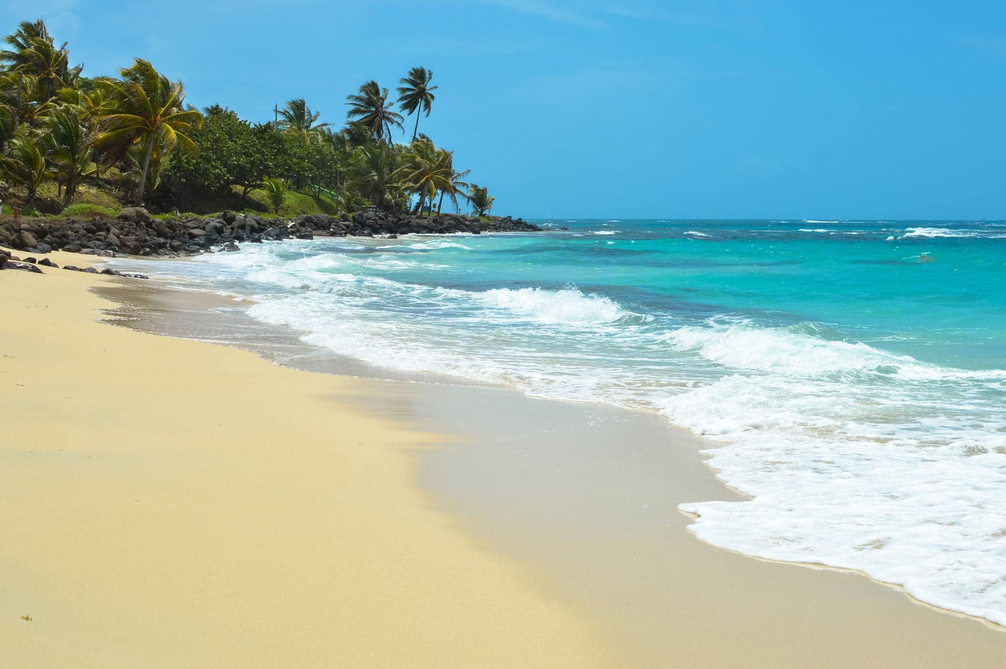 Beautiful tropical beach on a small remote Great Corn Island in the Caribbean Sea, Nicaragua. Nature and landscapes of Central America