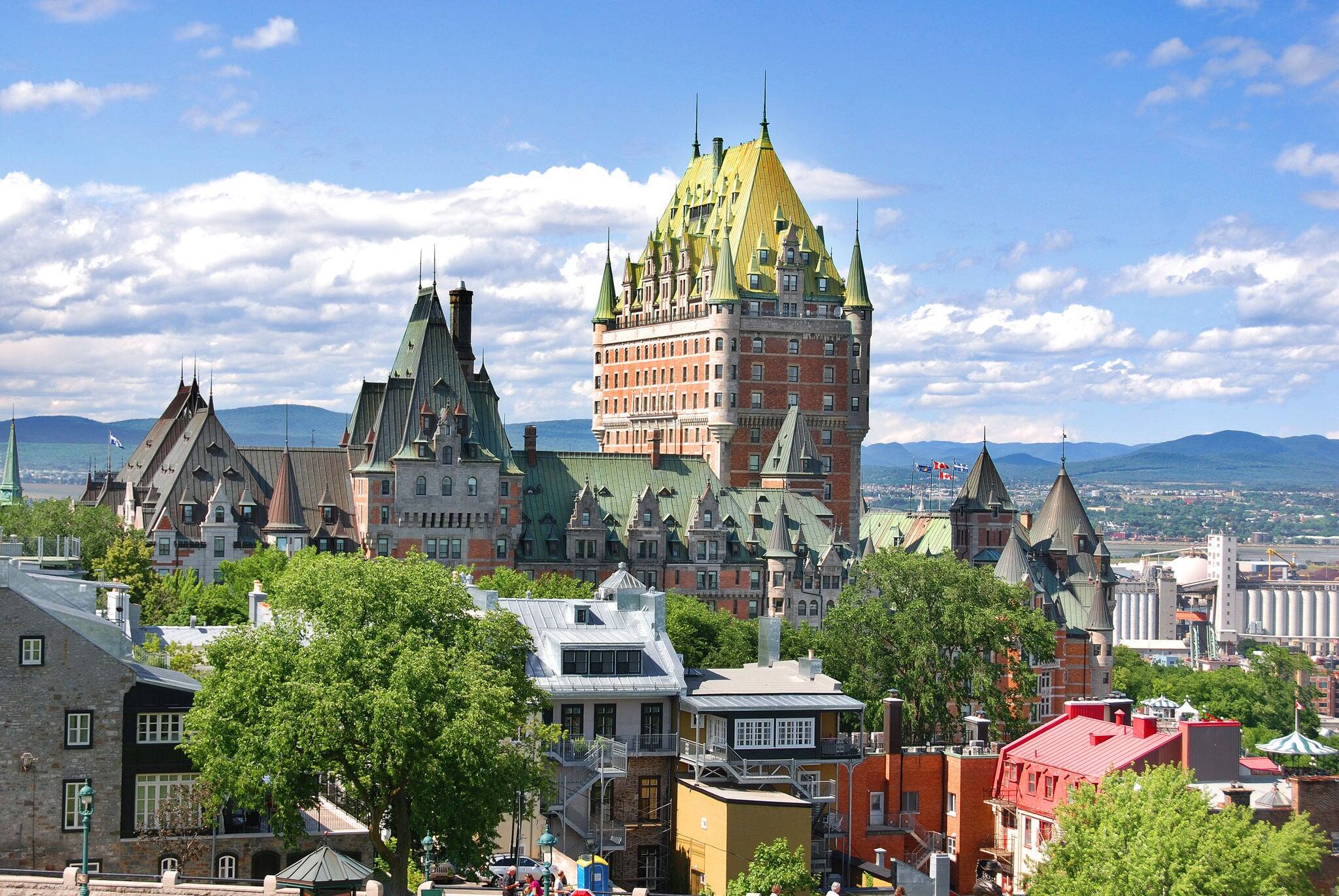 View of old Quebec and the Château Frontenac, Quebec, Canada. It was designated a National Historic Site of Canada during 1980. the site was the residence of the British governors of Lower Canada.
