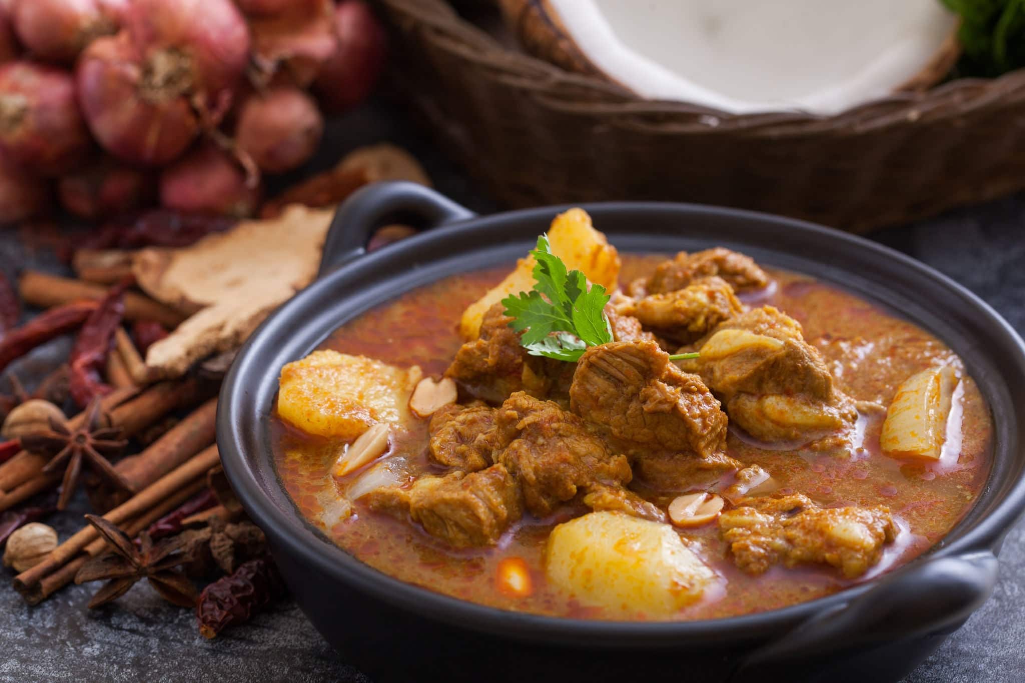 Beef massaman curry, thai cuisine