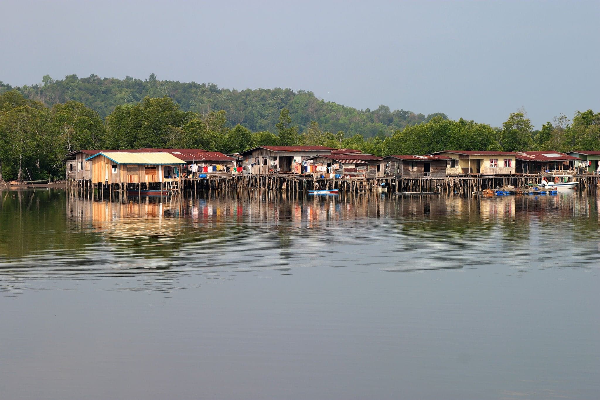 Malaysia Borneo Sabah Kota Kinabalu Mengkabong village stilted houses