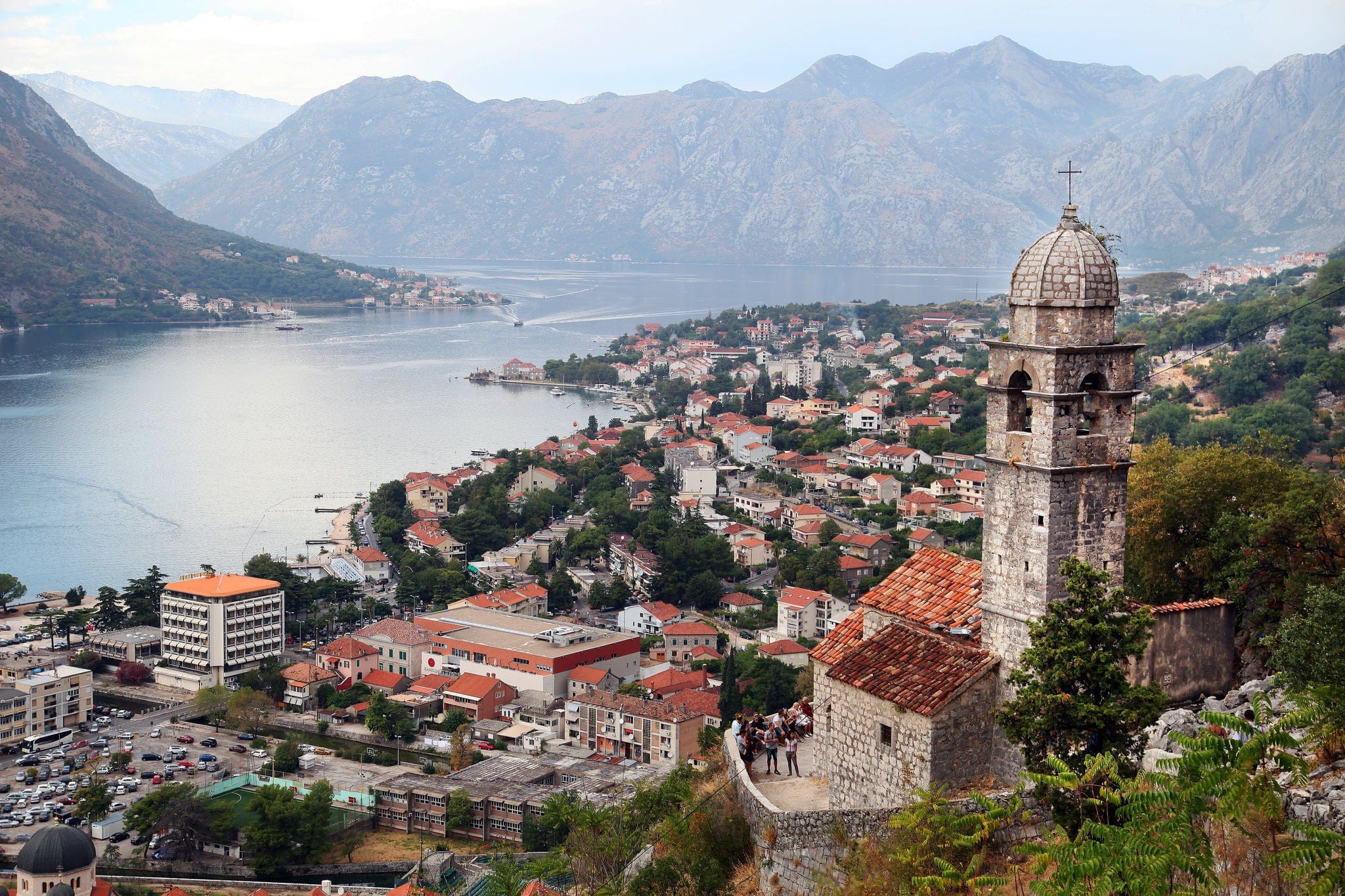 View of Kotor old town from Lovcen Mountain in Kotor, Montenegro. Kotor is part of the UNESCO World Heritage Site.