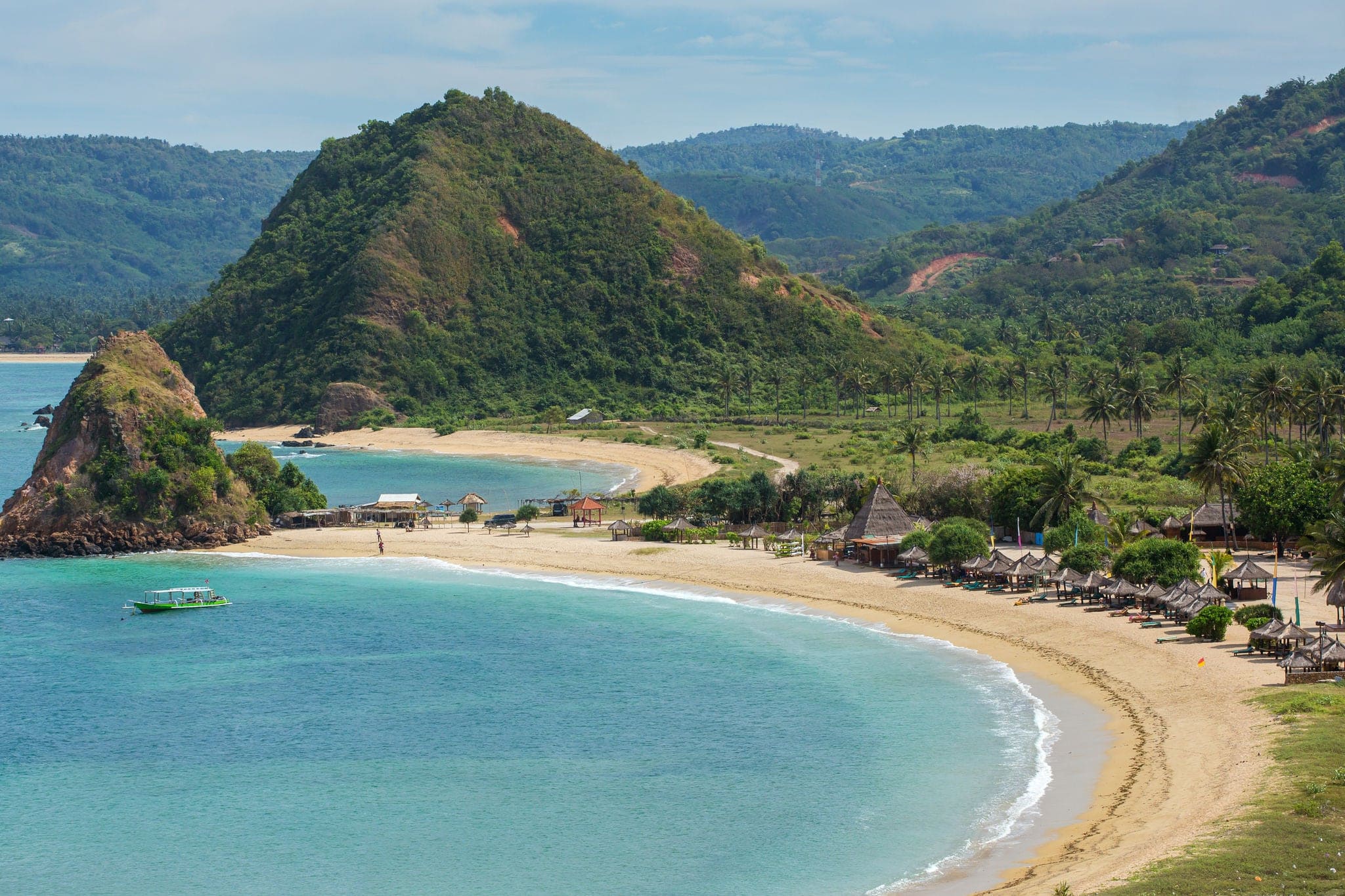 Tropical resort on Kuta sand beach, Lombok, Indonesia