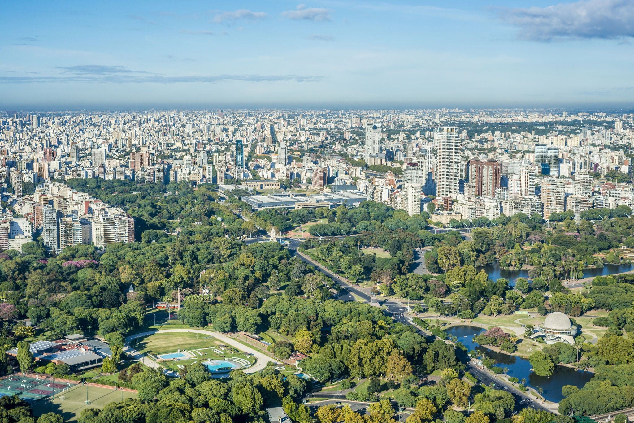 Palermo gardens bird eye view in Buenos Aires, Argentina.