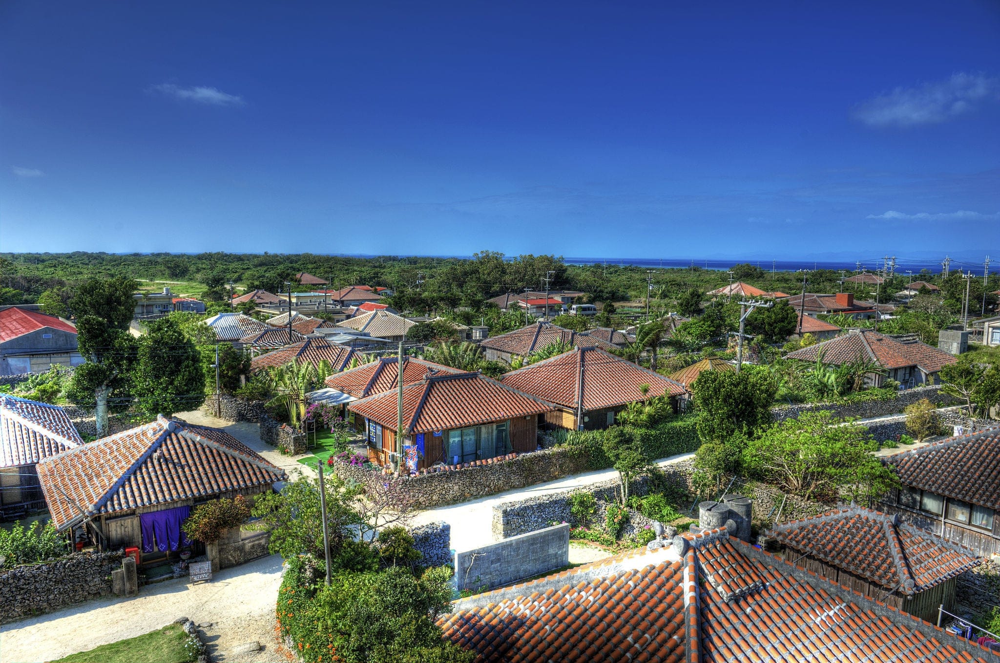 Traditional village, Taketomi Island, Okinawa, Japan