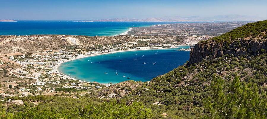 Sea view atop the Kefalos Mountains in Kos, Greece.