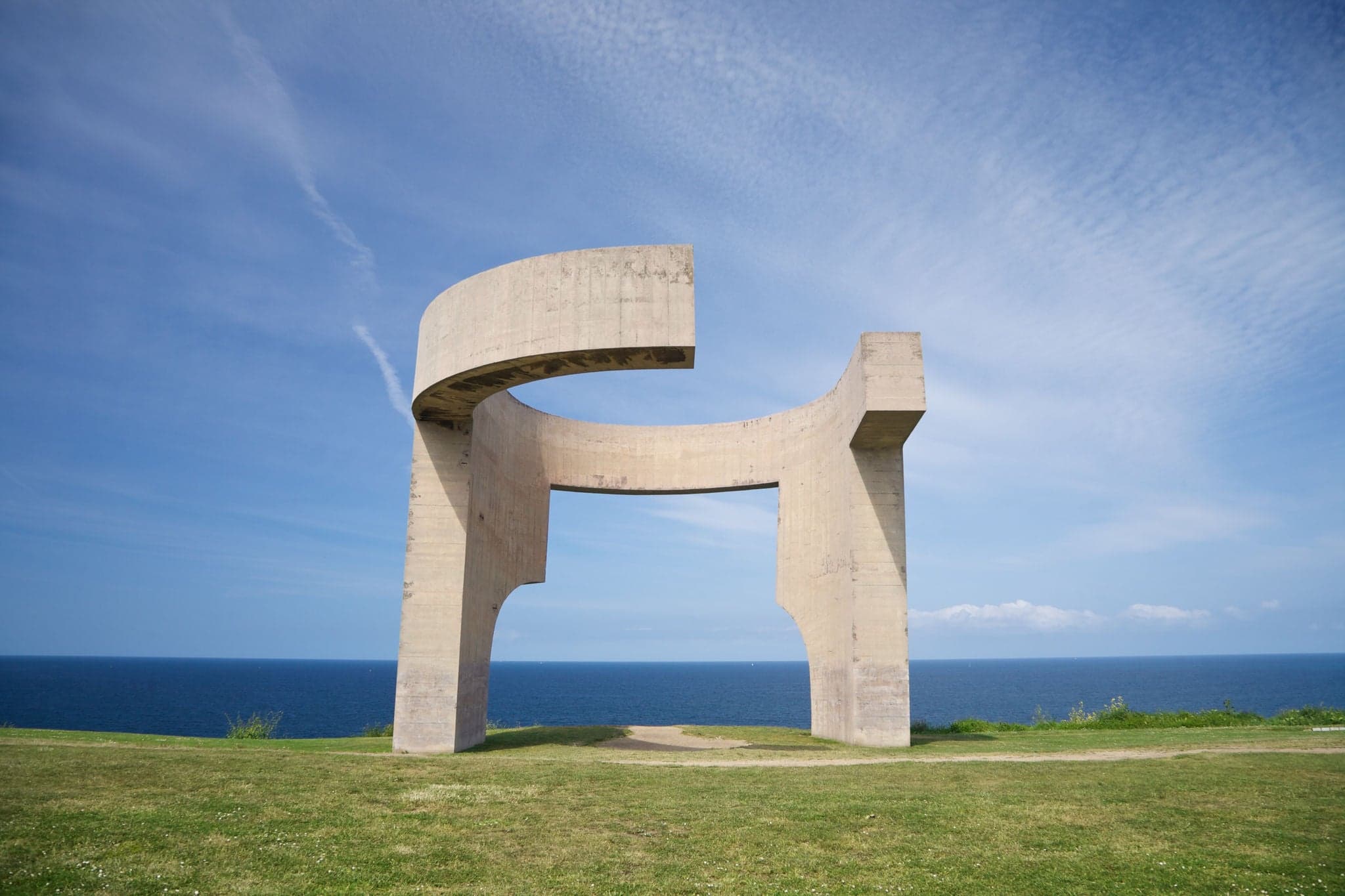 Eulogy of the Horizon by Eduardo Chillida public monument in Gijon city Asturias Spain