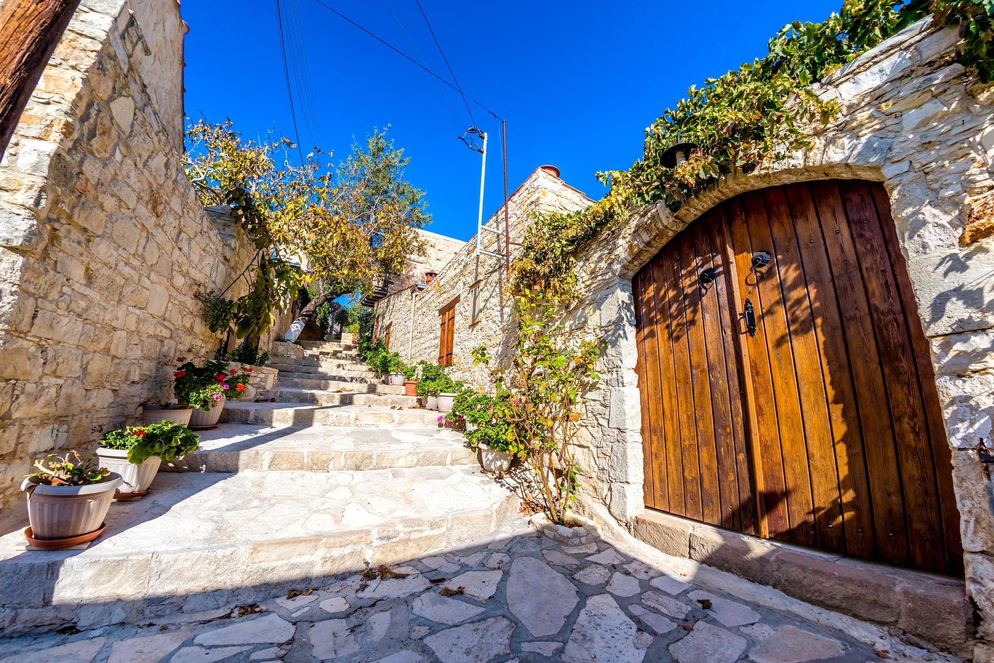 Picturesque corner of a Lofou Village. Lofou village, Limassol district, Cyprus.