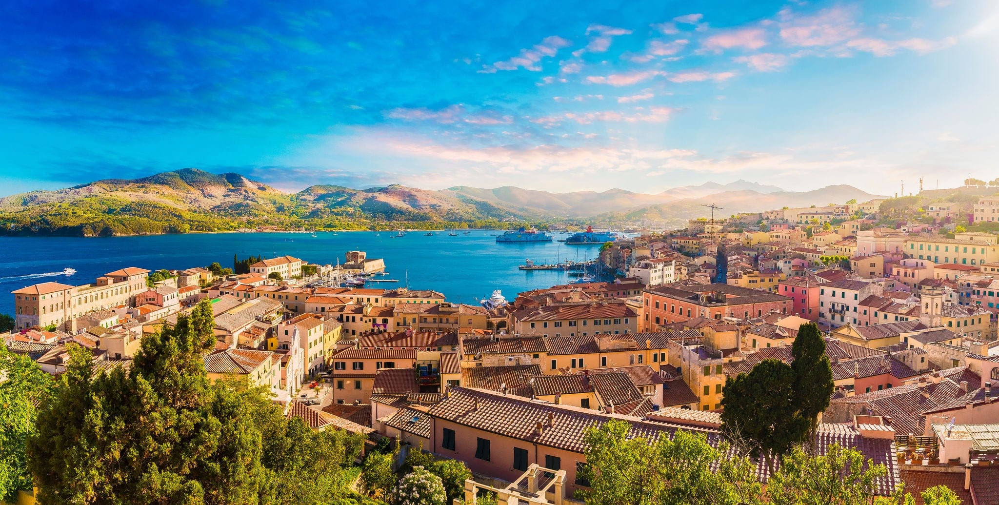 Old town and harbor Portoferraio, Elba island, Italy.