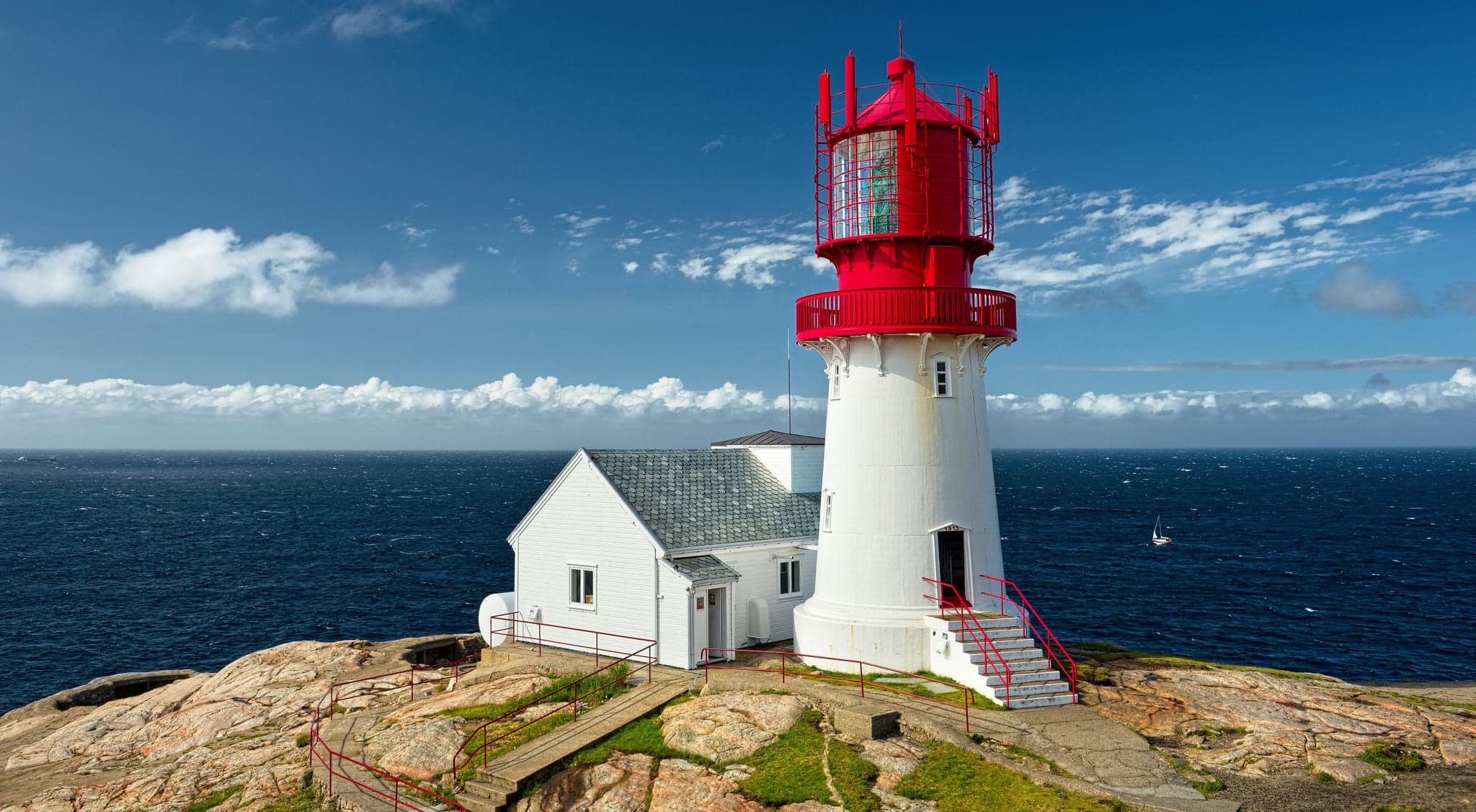 lighthouse Lindesnes. South Norway. Fyr beacon. Travel.