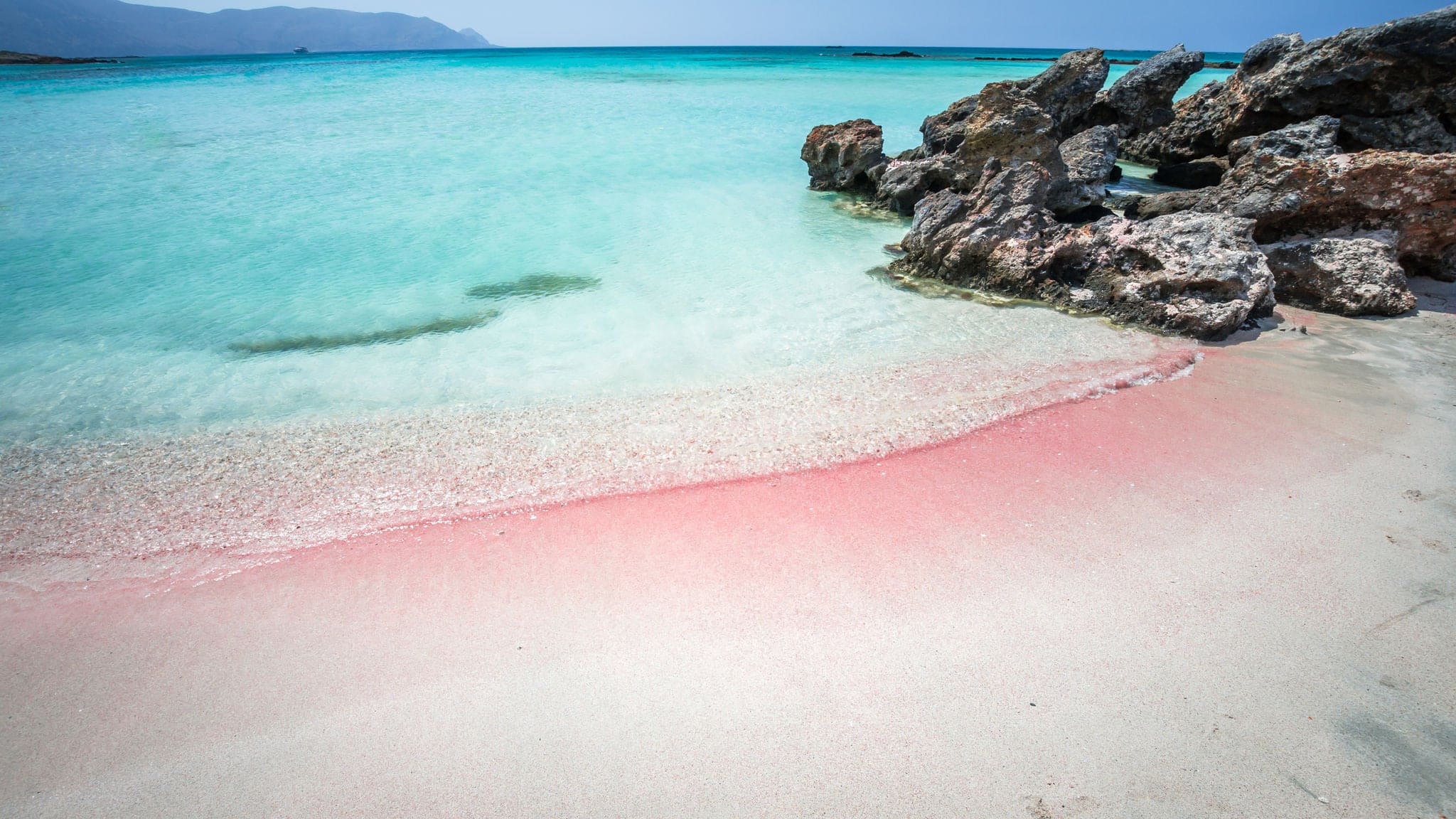 Elafonisi Lagoon, Crete Island, Greece. Elafonissi beach is one of the best beaches of Europe. There are pink  sand.