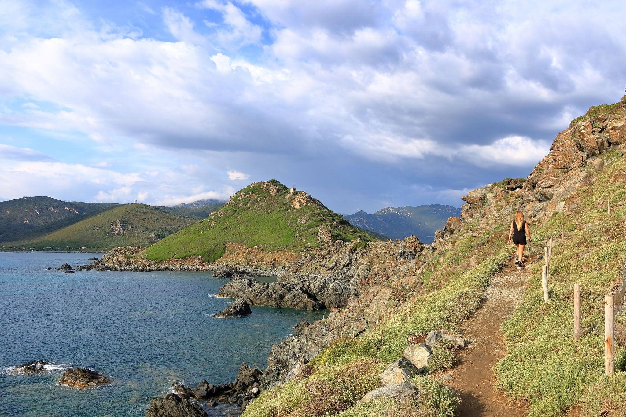 view over Illes Sanguinaires, genoese tower and Pointe de la Parata near Ajaccio, Corsica in France