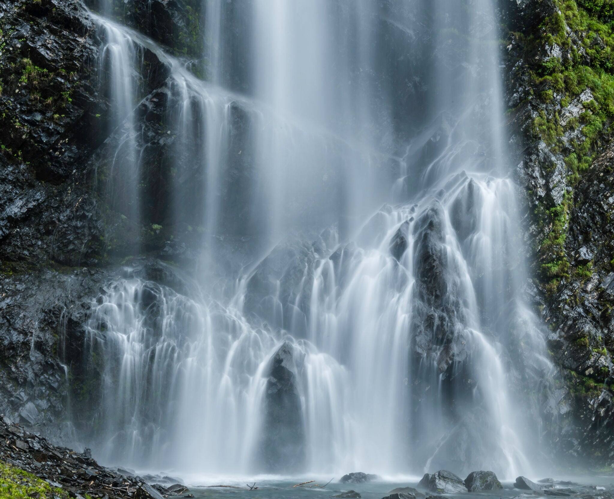 Bridal Veil Falls in Chugach Mountains near Valdez Alaska USA