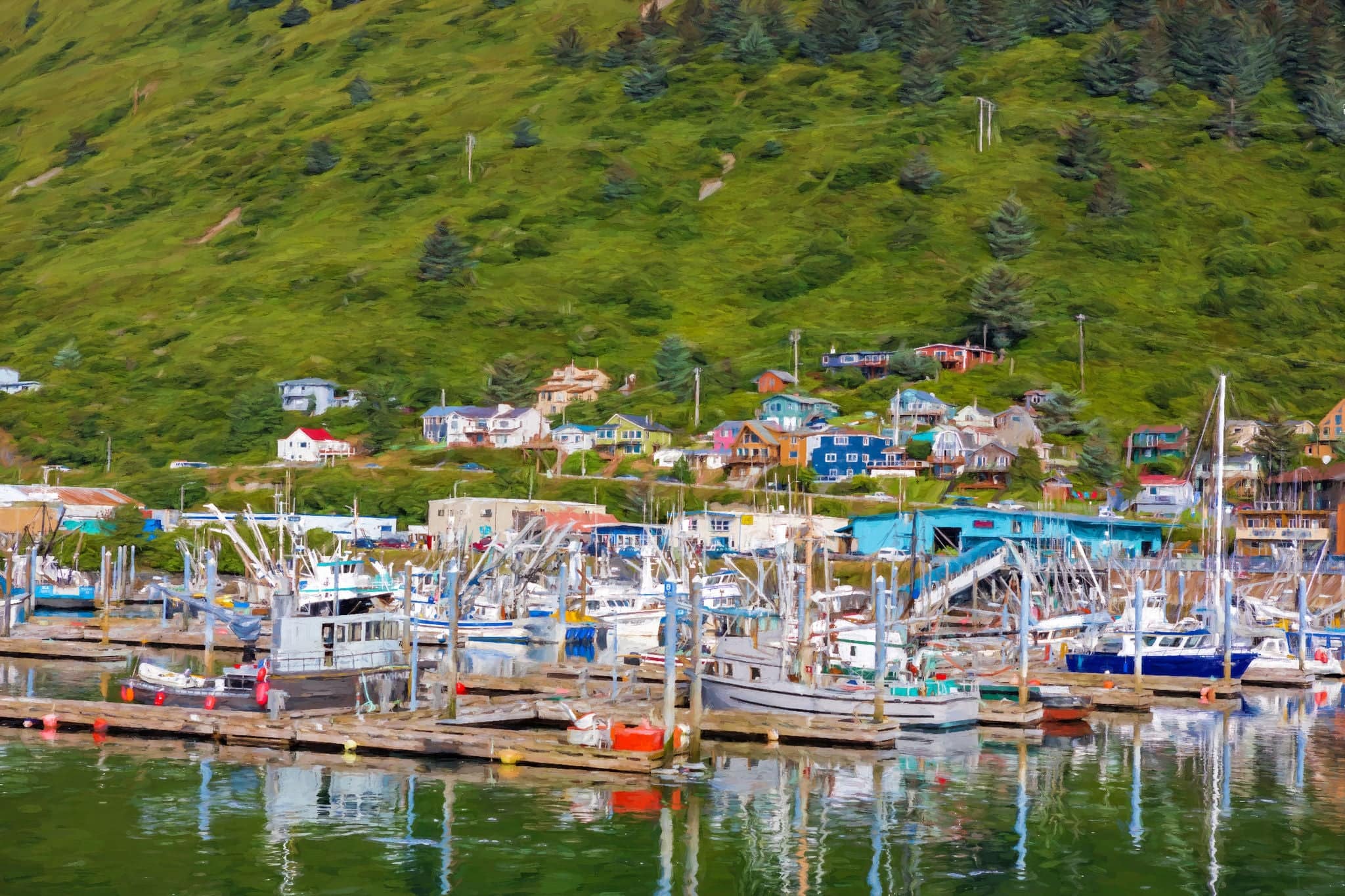 Illustrative image of fishing boats in marina.