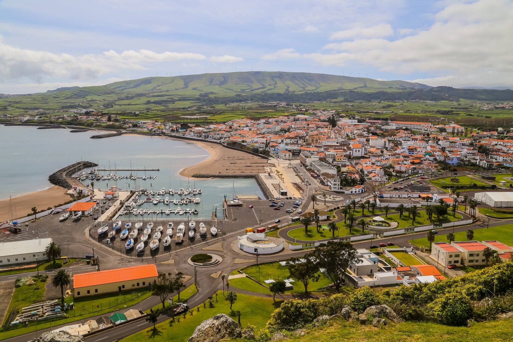 View of Praia da Vitoria, Terceira island, Azores, Portugal