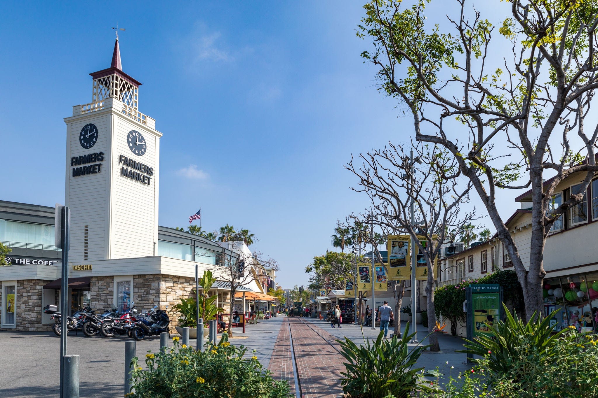 Los Angeles, California - February 18, 2020 : View of Farmers Market in Los Angeles. The market area offers over a hundred vendors and is open seven days a week.