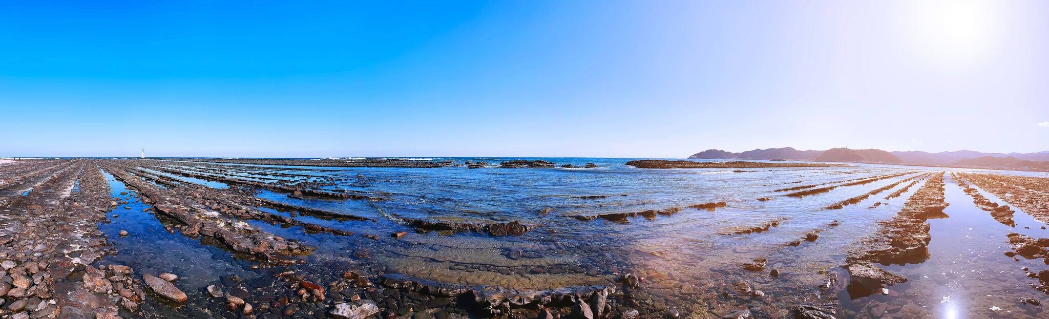 Panorama of “Devil’s Washboard” at Aoshima Island in Miyazaki, Japan
