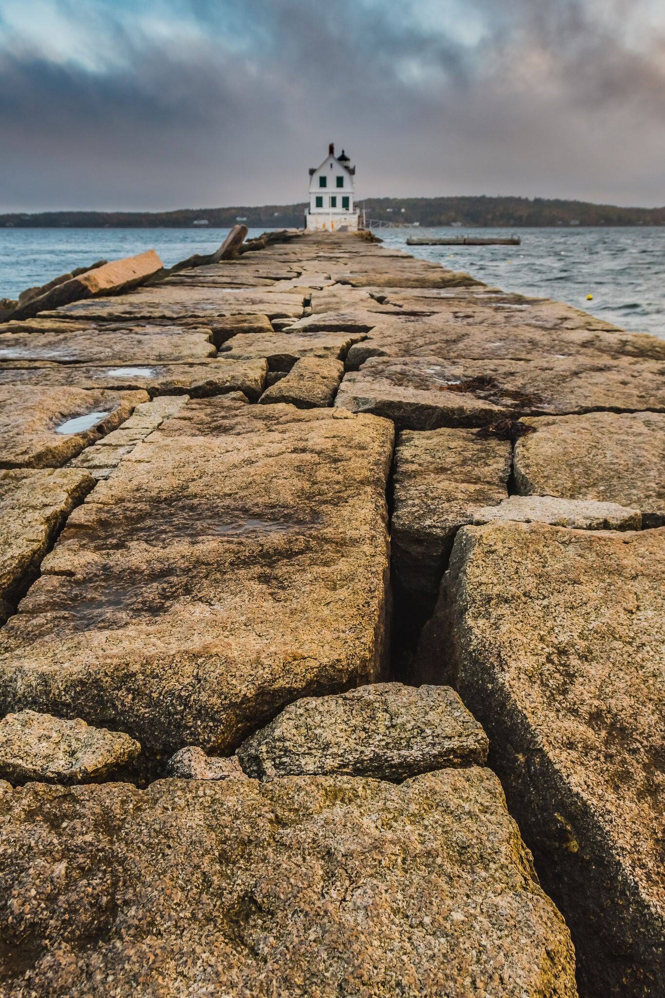 The Breakwater at Rockland Harbor along the coast of Maine