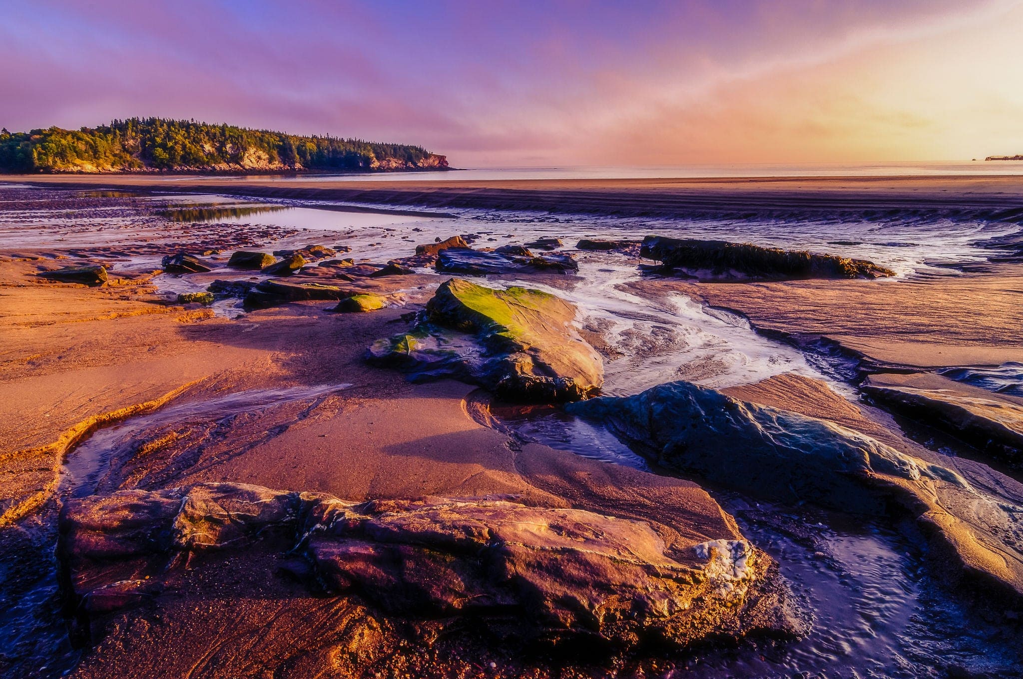 Sunset ambiance on a beach near St. John, New Brunswick