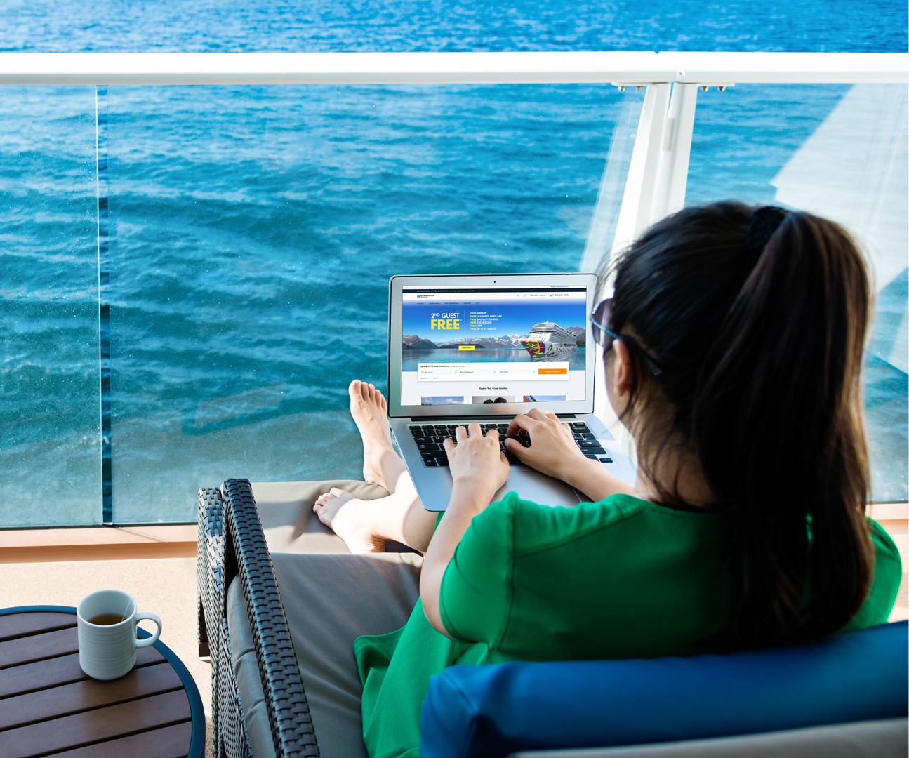 NCL Internet Package Woman Computer Balcony