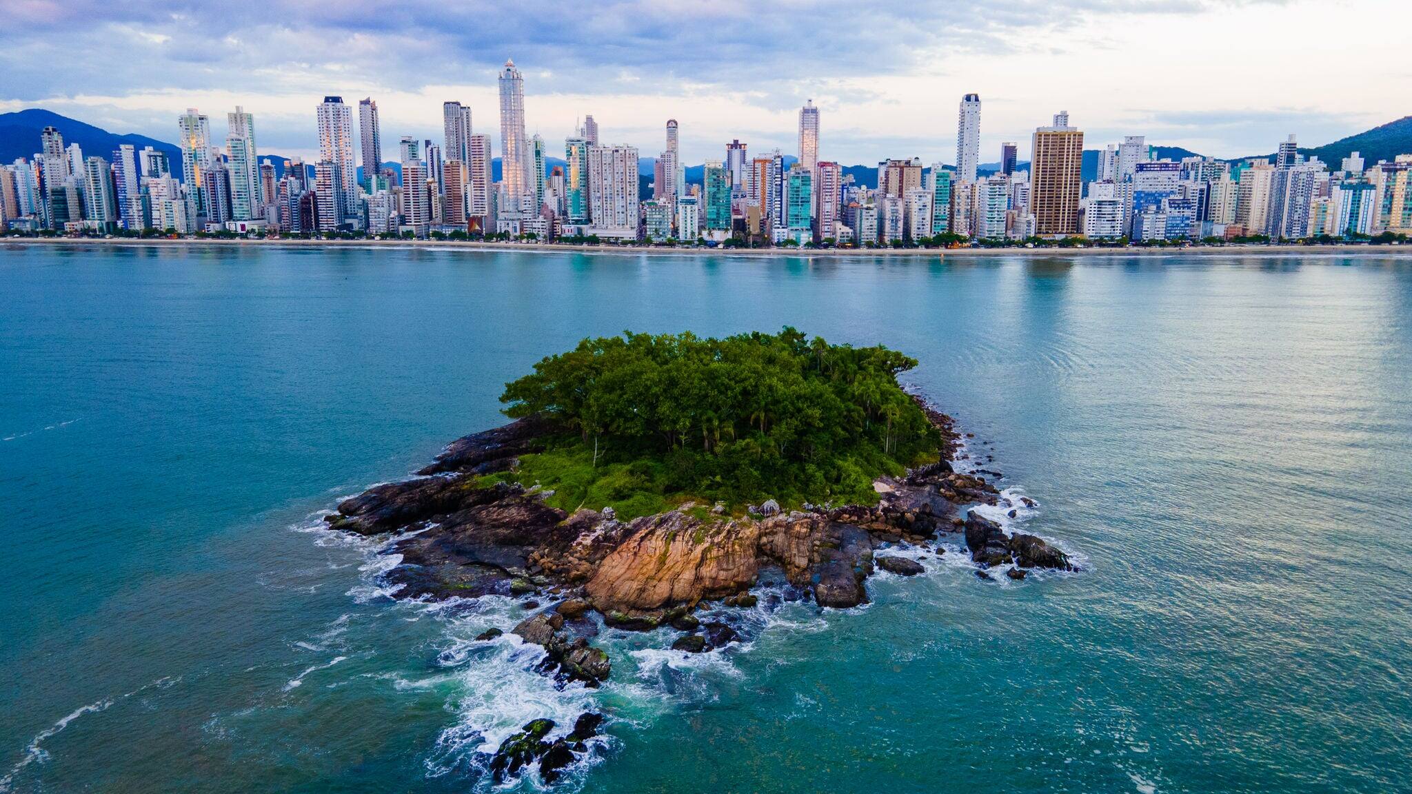 Beach of Balneario Camboriu Blue Sea at Santa Catarina Sunshine