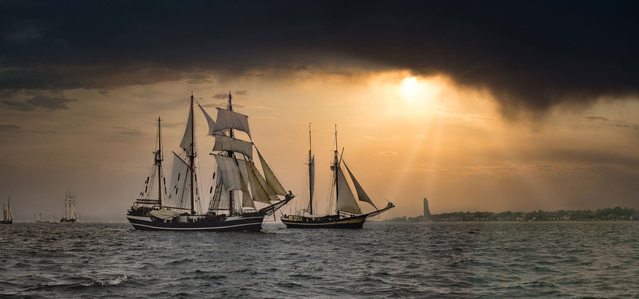 Windjammer parade of the traditional sailors at the Kiel Week, Kiel, Schleswig-Holstein, Germany