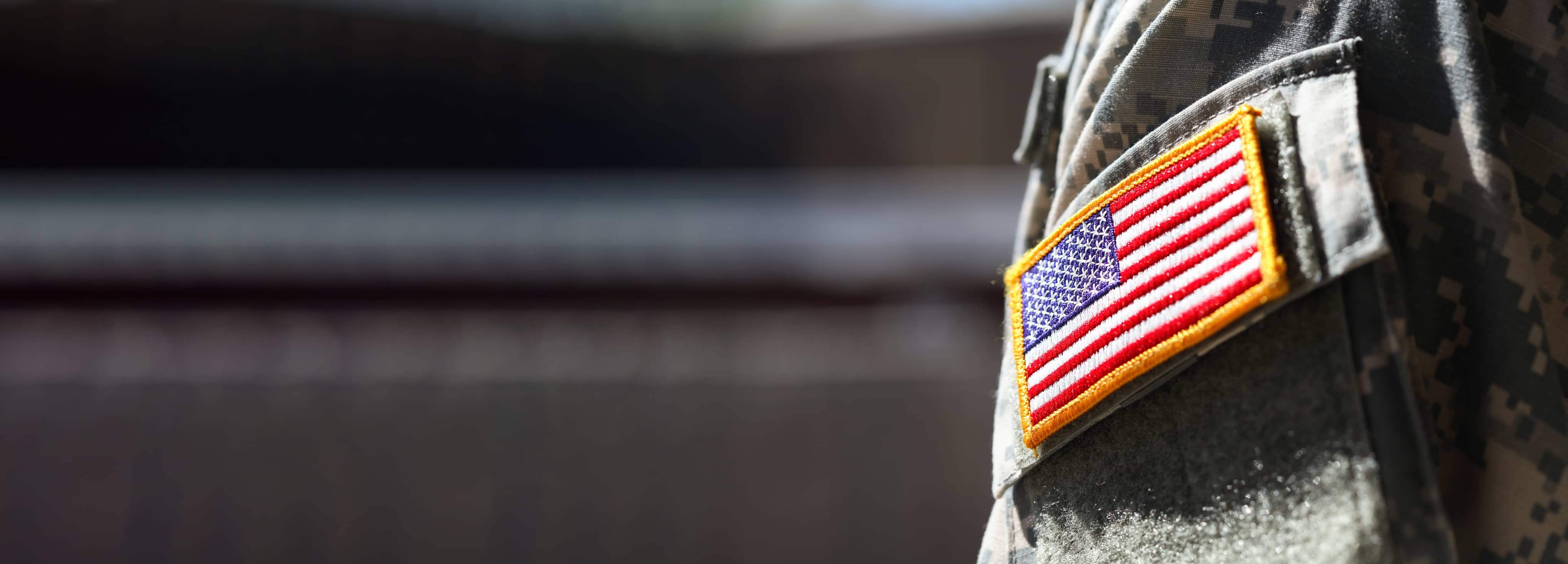 American flag patch on soldier's uniform