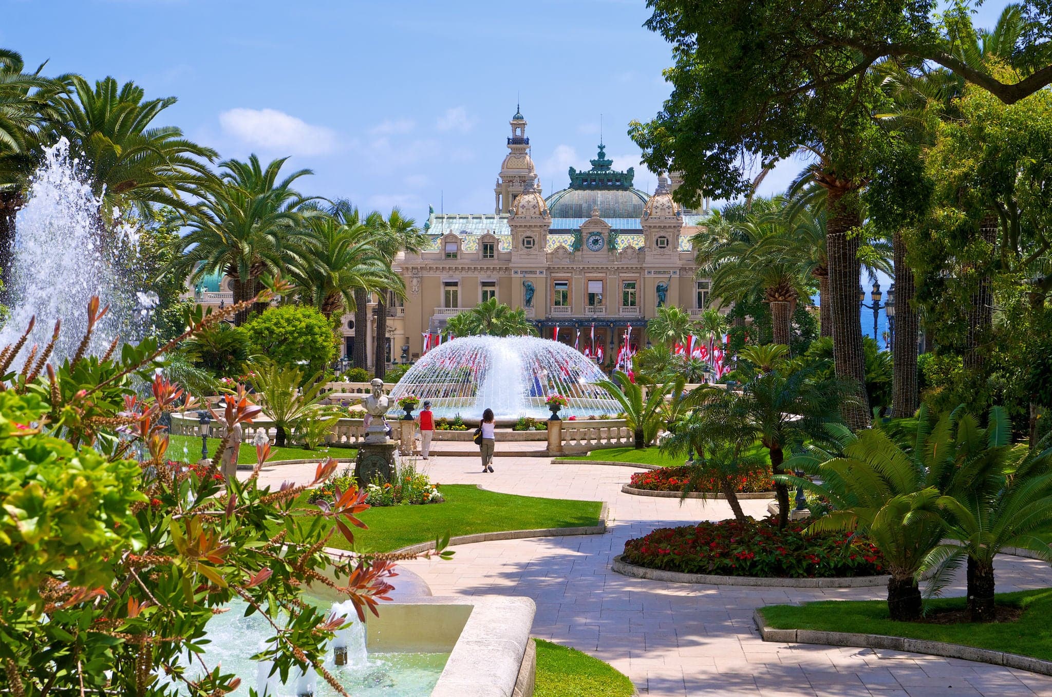 Garden and fountains near the Casino in Monaco
