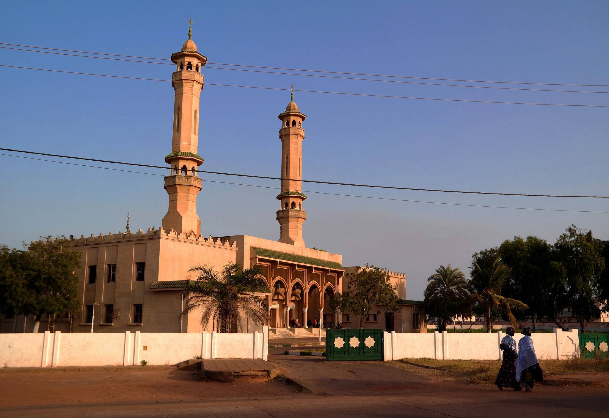Late afternoon view of King Fahad Mosque or Banjul Central Mosque, in Banjul, the capital city of The Gambia, West Africa
