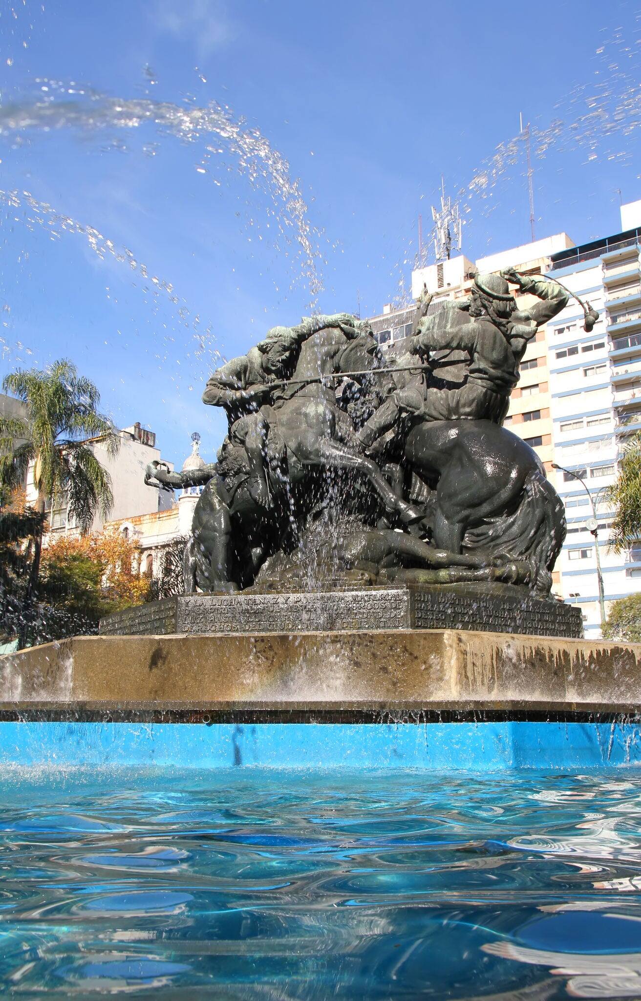 The Fountain / Monumento de Entrevero on the Plaza de Entrevero in Montevideo, Uruguay, South America.