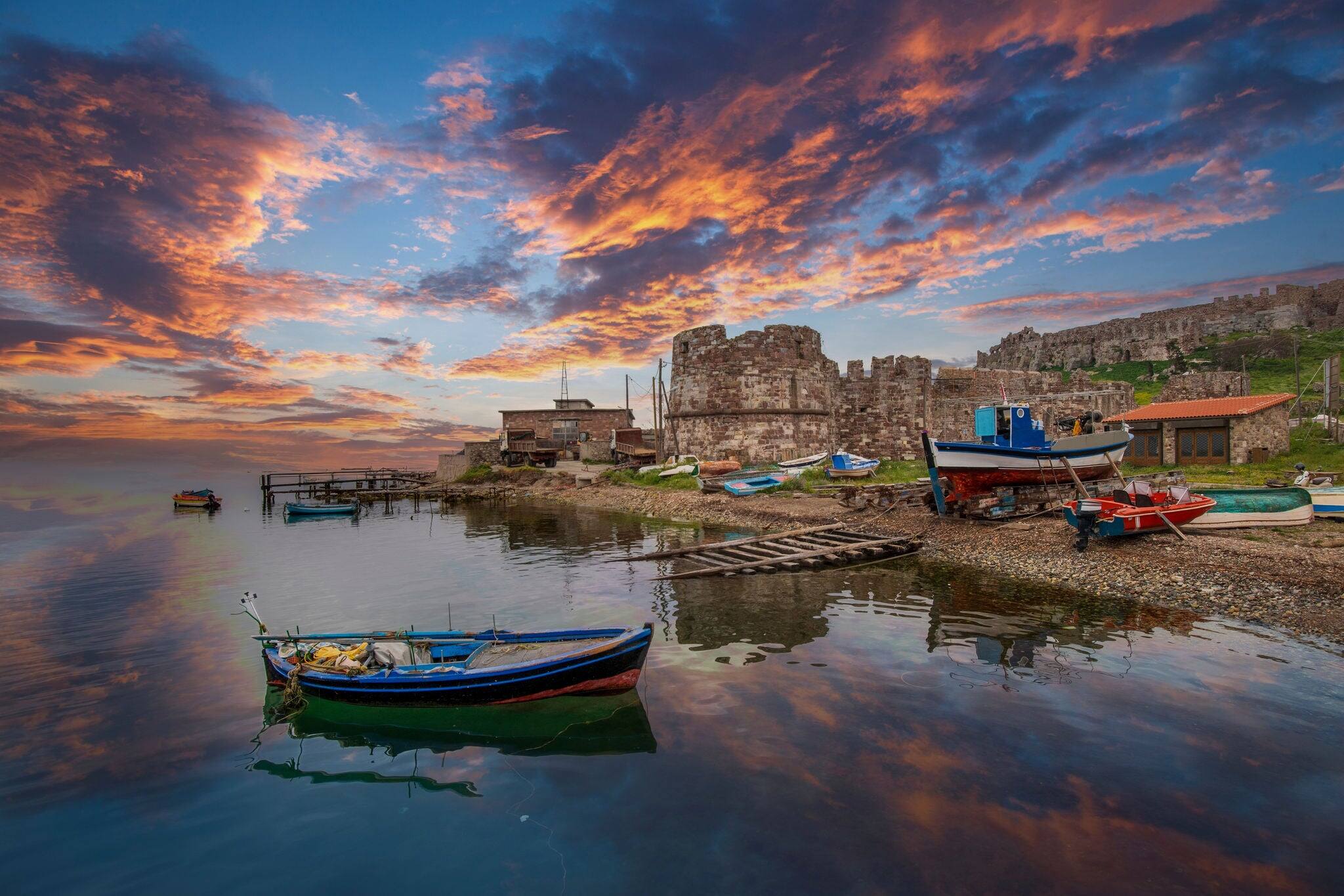 Old Harbor of Mytilini in Lesvos Island