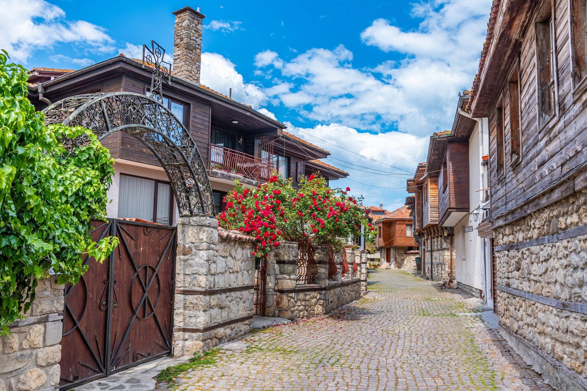 Traditional street in the old town of Nessebar, Bulgaria