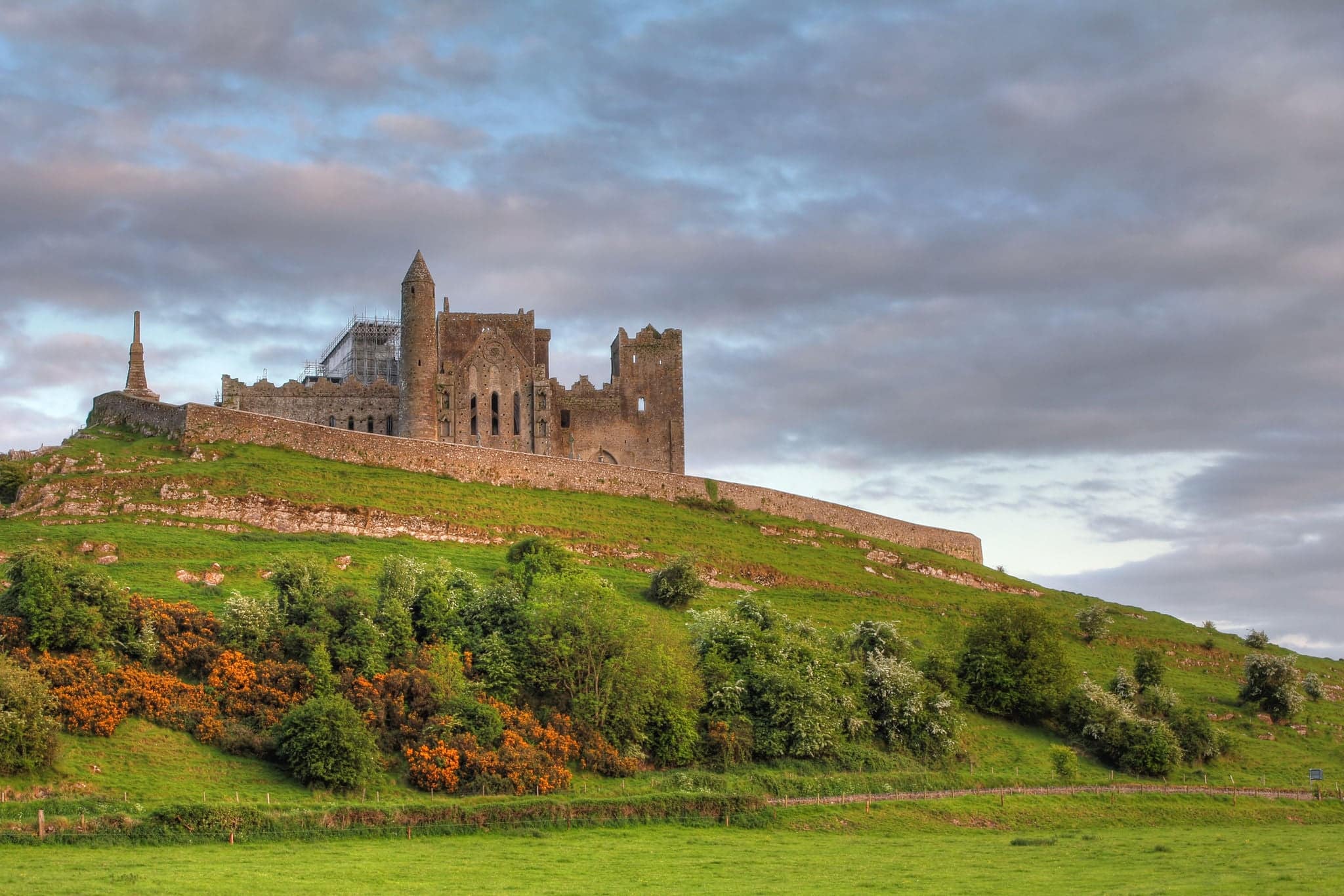 The Rock of Cashel at sunset , irish abbey in Tipperary county. Soft Hdr