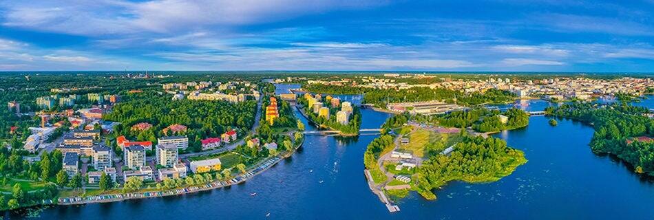 Panorama view of Finnish town Oulu.
