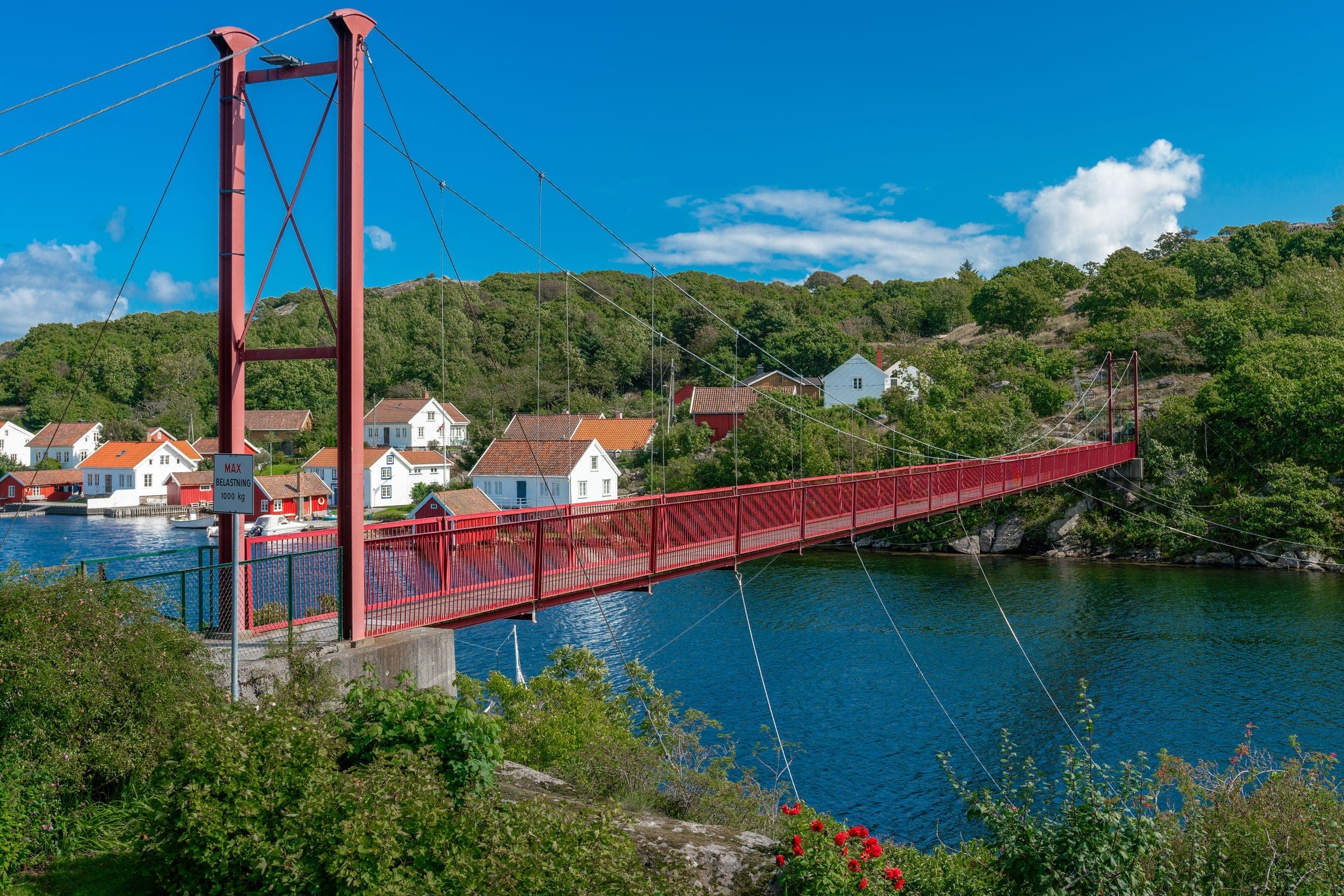 Rossnesbroa foot bridge on Skjernoy island in southern Norway