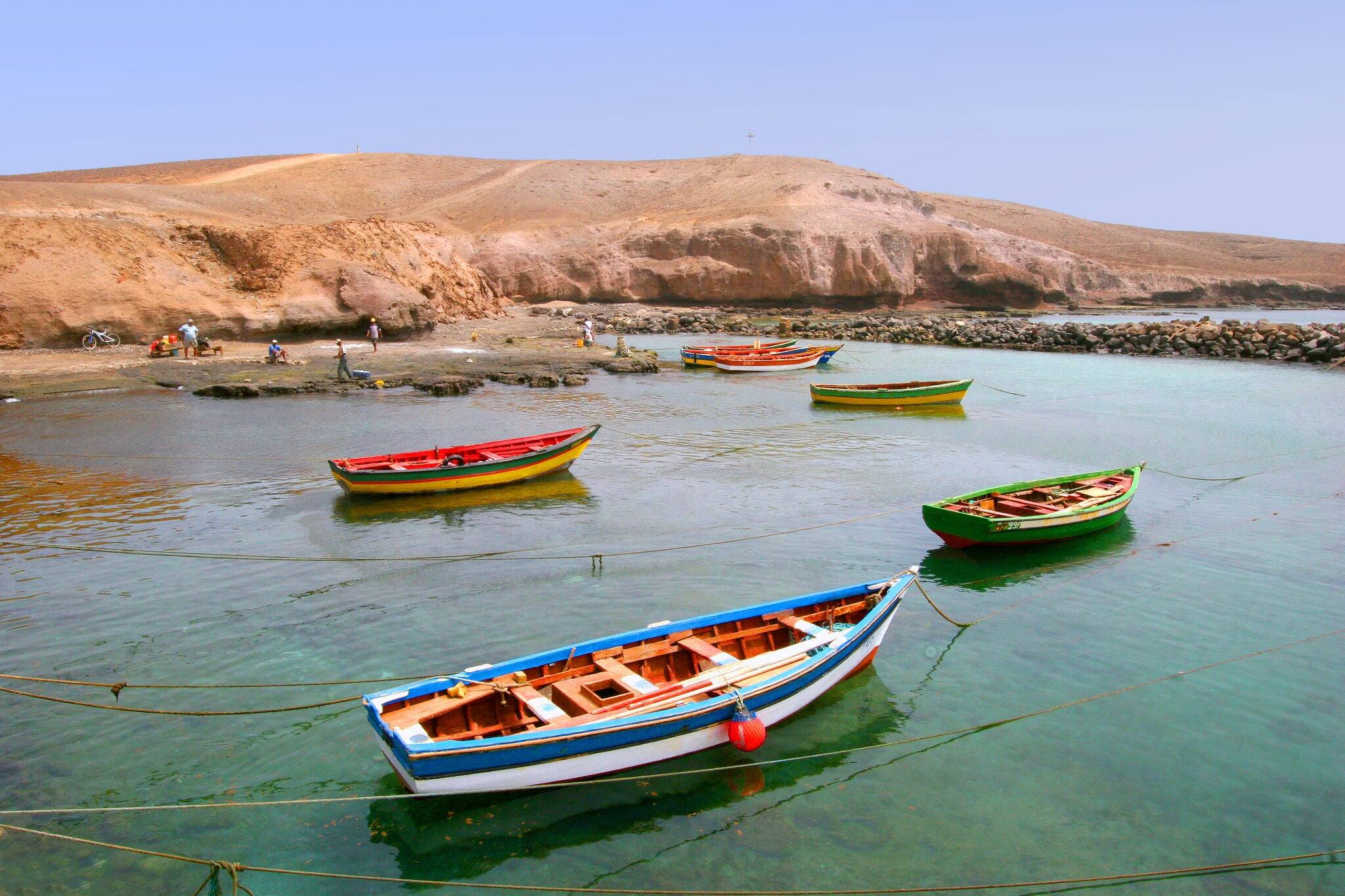 Boats in a small harbor in Cape Verde islands, Republic of Cabo Verde