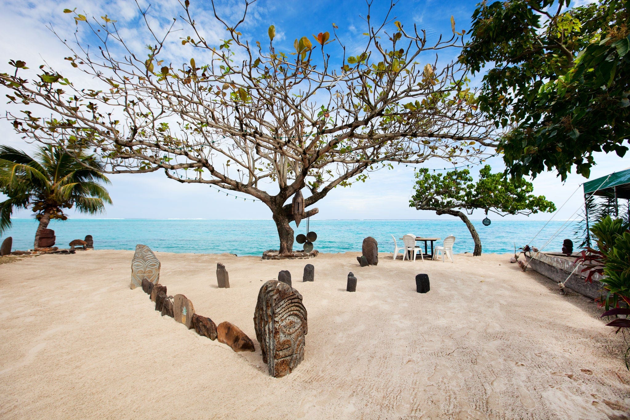 Public beach on Moorea island in French Polynesia