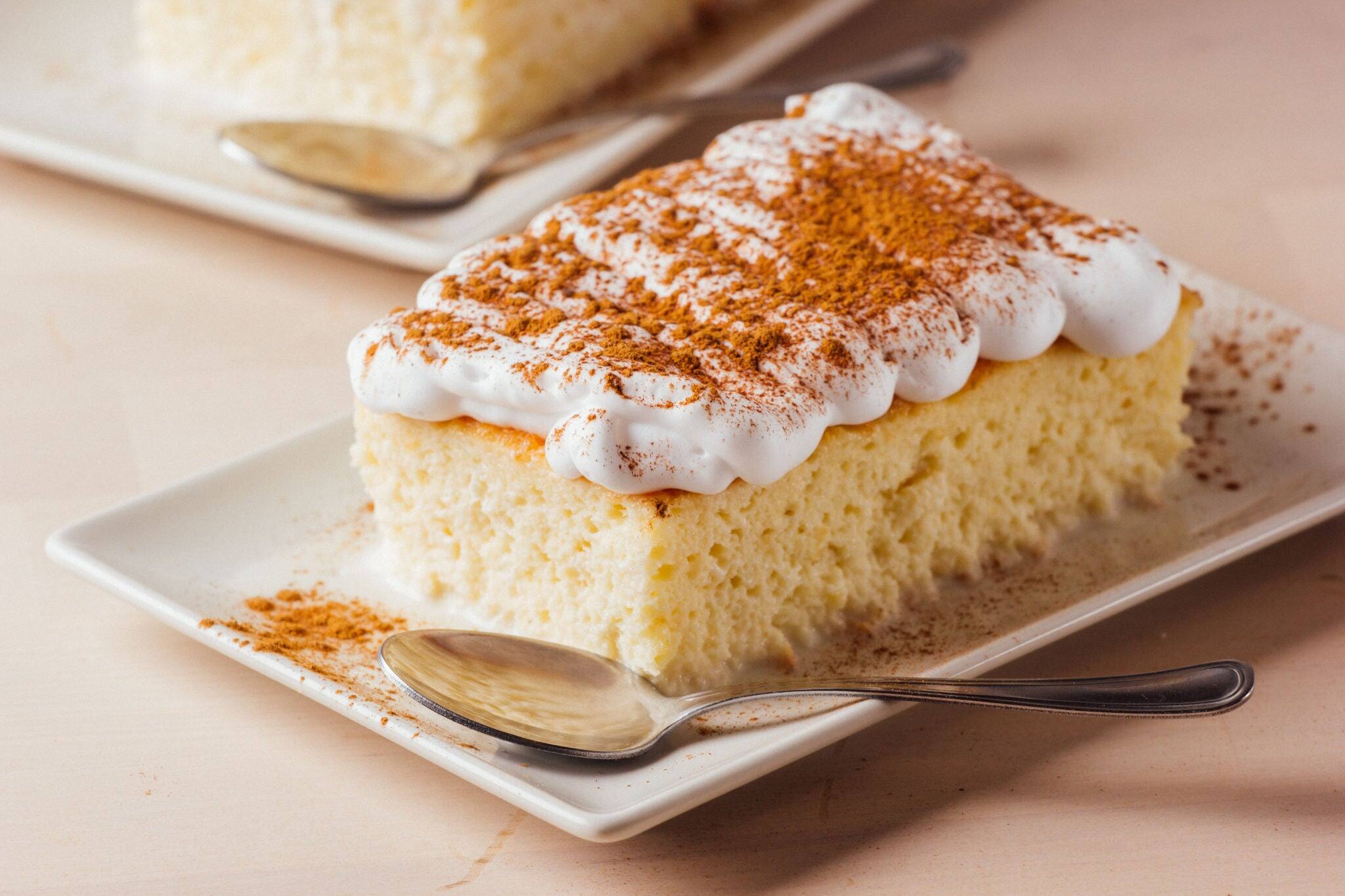 A piece of cake three milk ready to eat