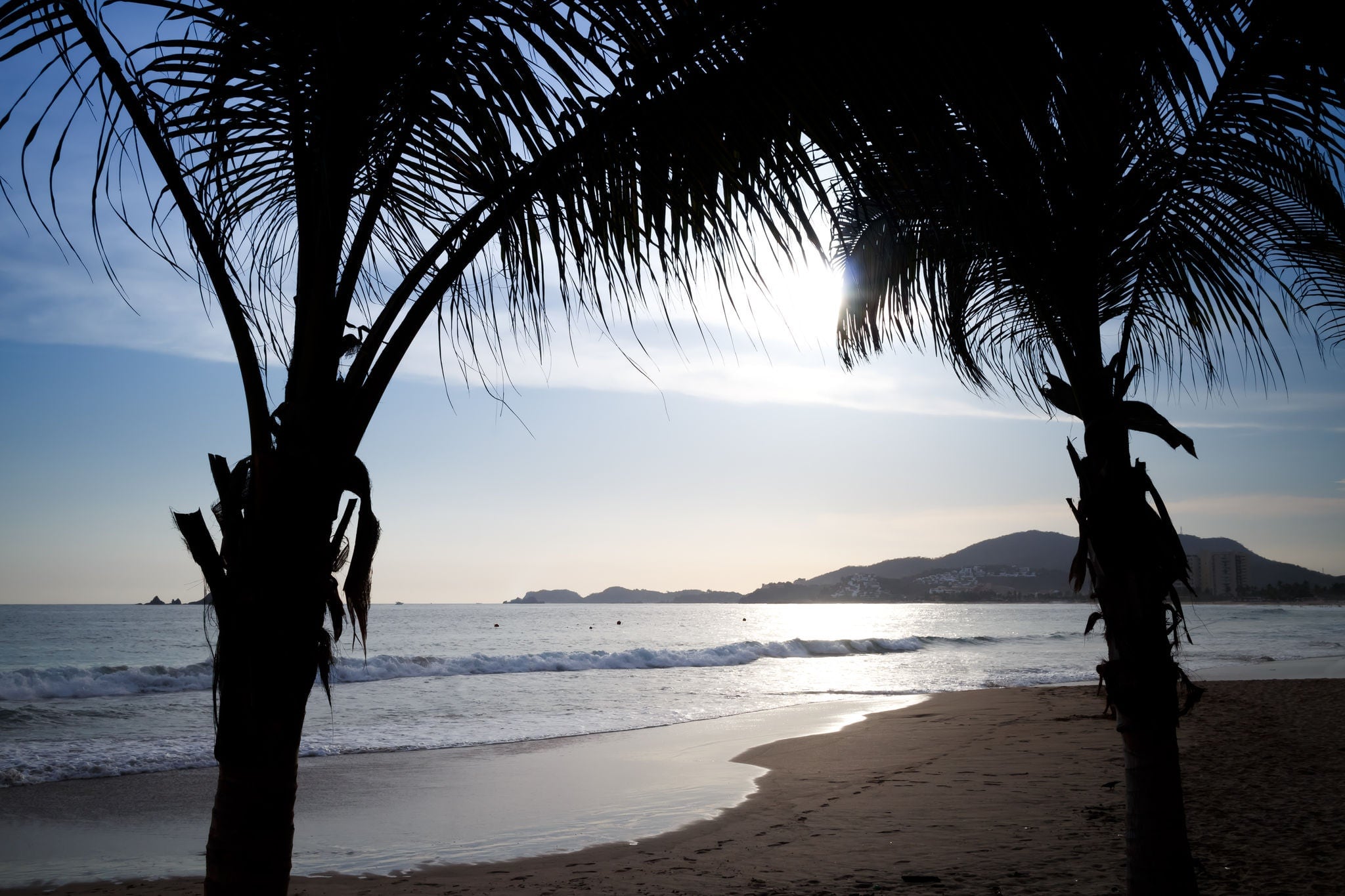Sunset at the beach. Ixtapa, Zihuatanejo, Mexico.
