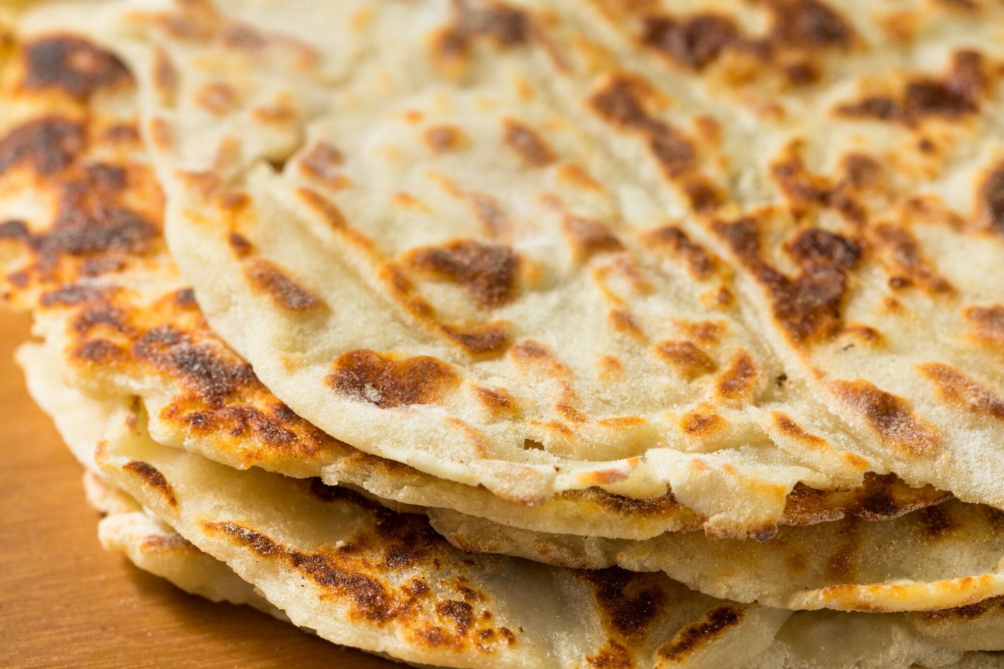 Homemade Norwegian Potato Lefse Flatbread with Sugar and Butter