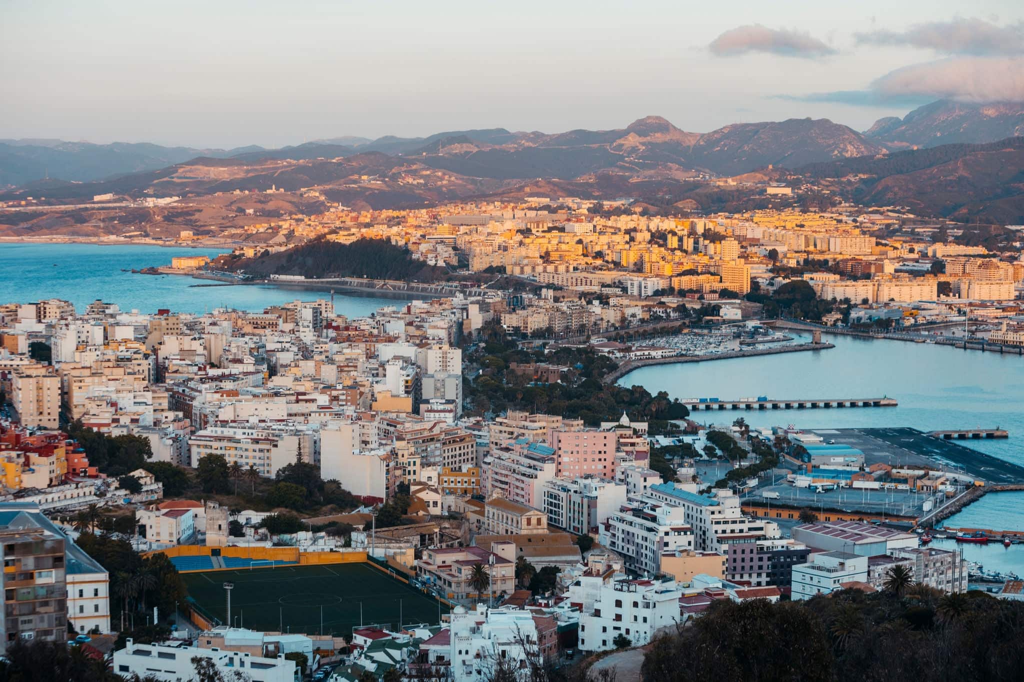view of the city of ceuta and its two bays