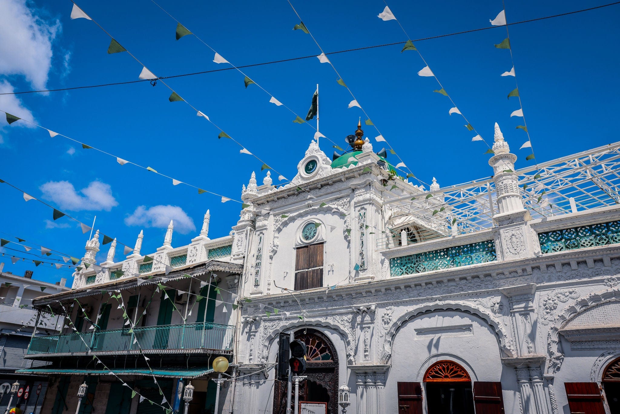 Large White Mosque Building in Port Louis City, Mauritius