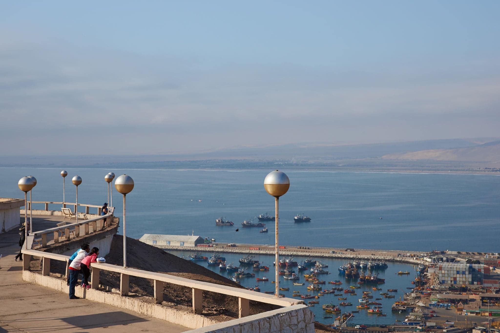 ARICA, CHILE - OCTOBER 11, 2014: View over the coastal city of Arica in northern Chile from the Morro de Arica