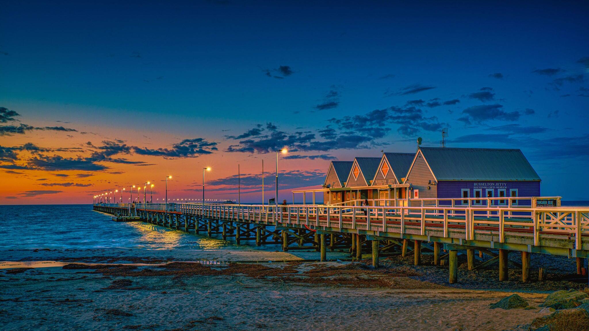 The Busselton Jetty, Busselton, Western Australia, the longest timber jetty in the southern hemisphere