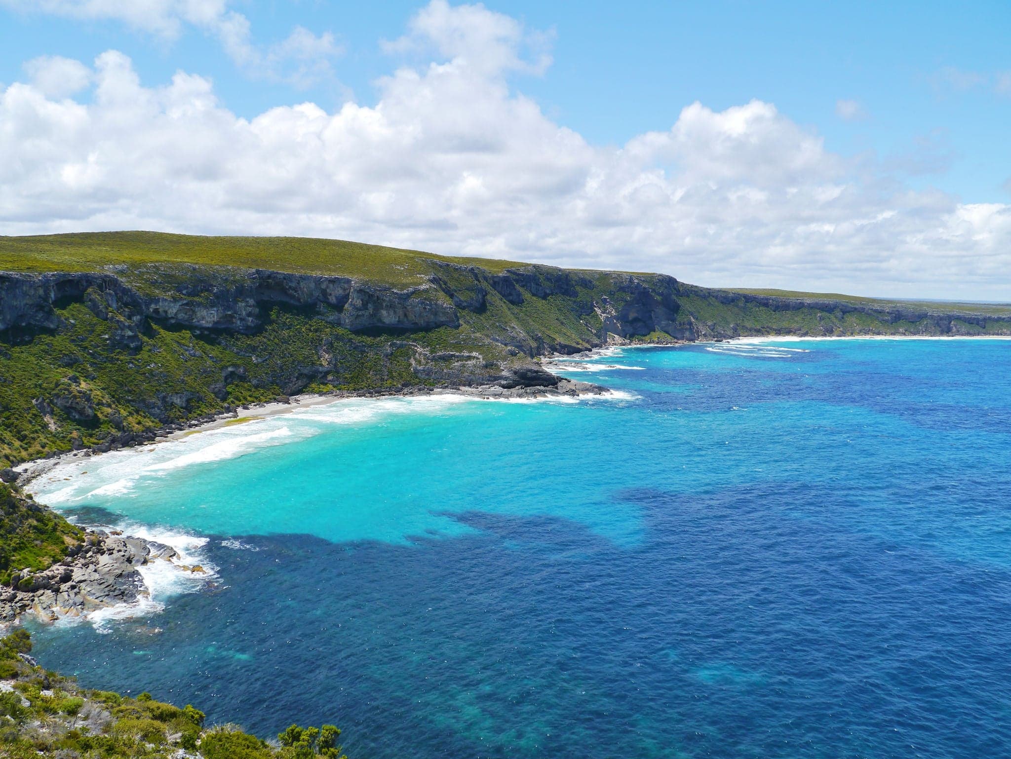 The sand beach bay near the remarkable rocks on Kangaroo island in Australia