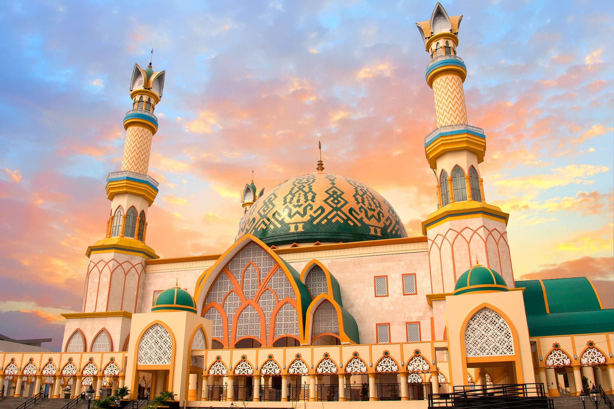 Habbul Wathan Mosque, Islamic Centre of West Nusa Tenggara, Mataram, Lombok, Indonesia at sunset