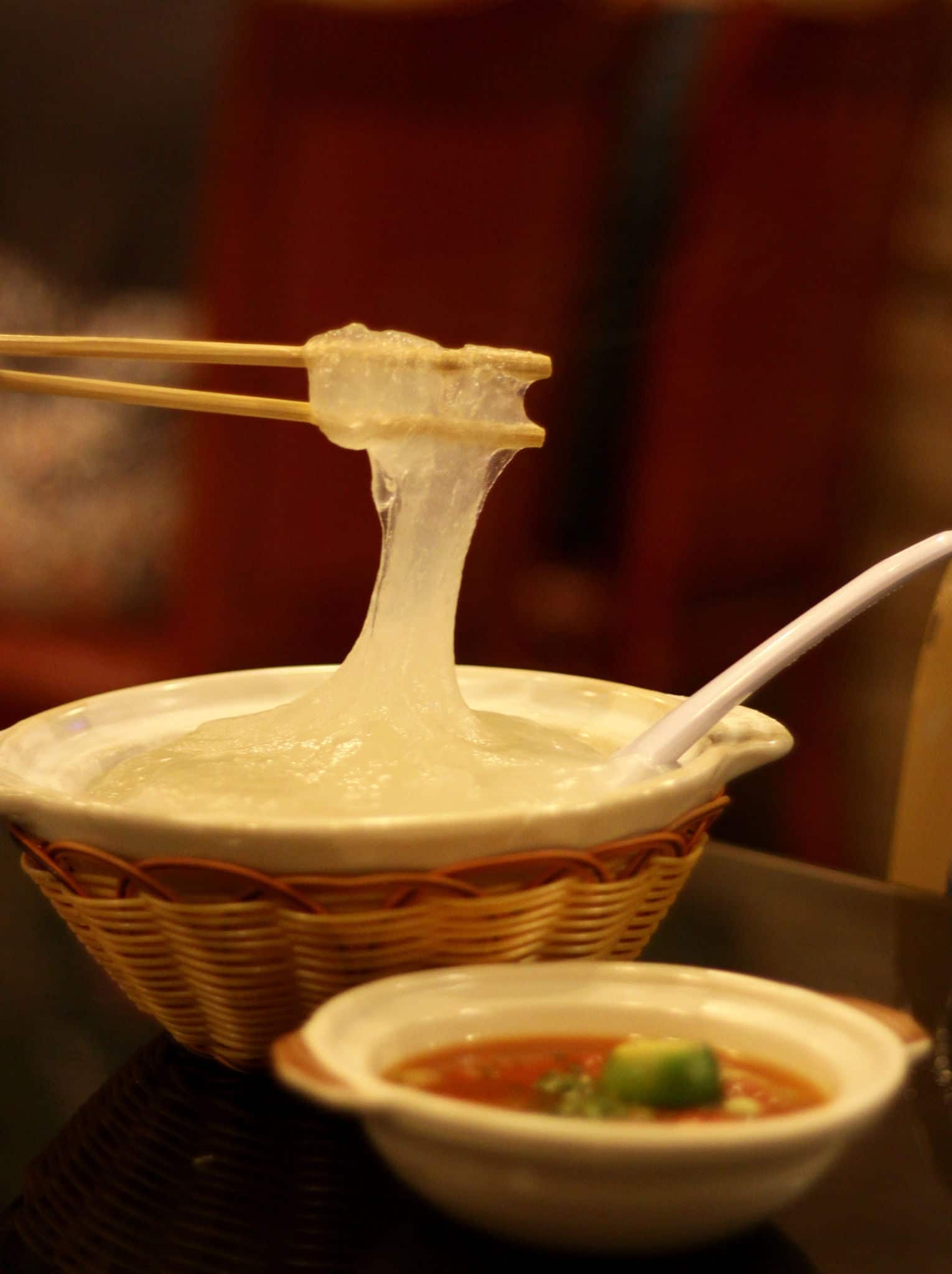 Ambuyat, a tapioca based food with a starchy texture is served during Ramadhan in Brunei.