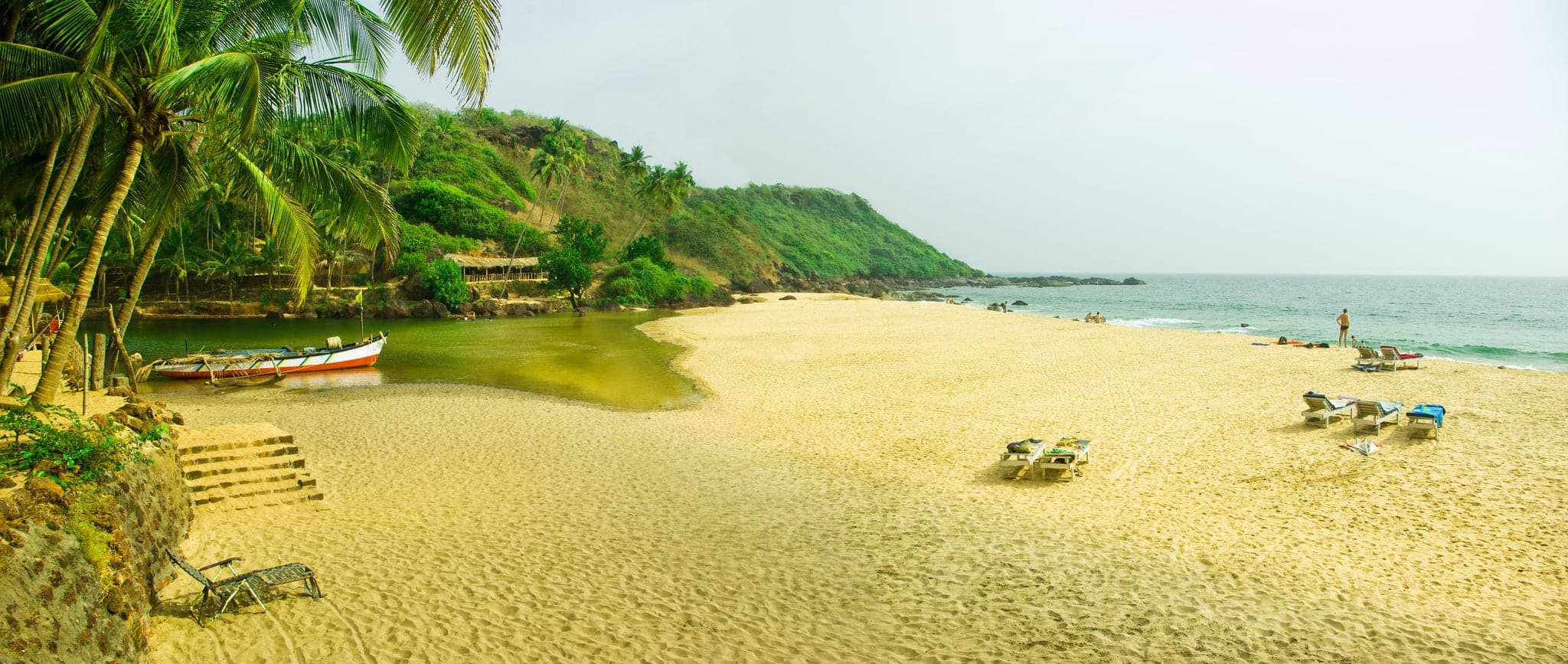 Tropical river and seashore in South Goa. India