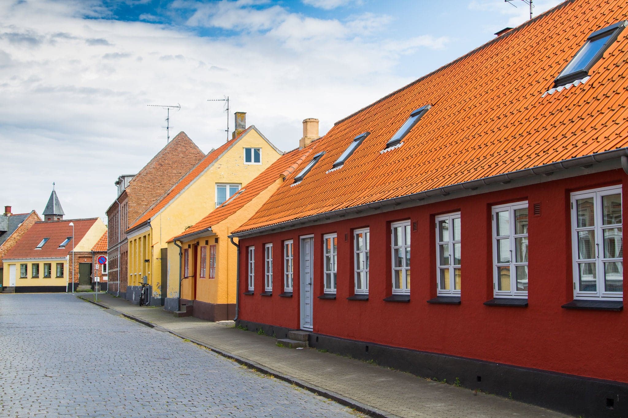 View of a typical street on Bornholm island, Denmark