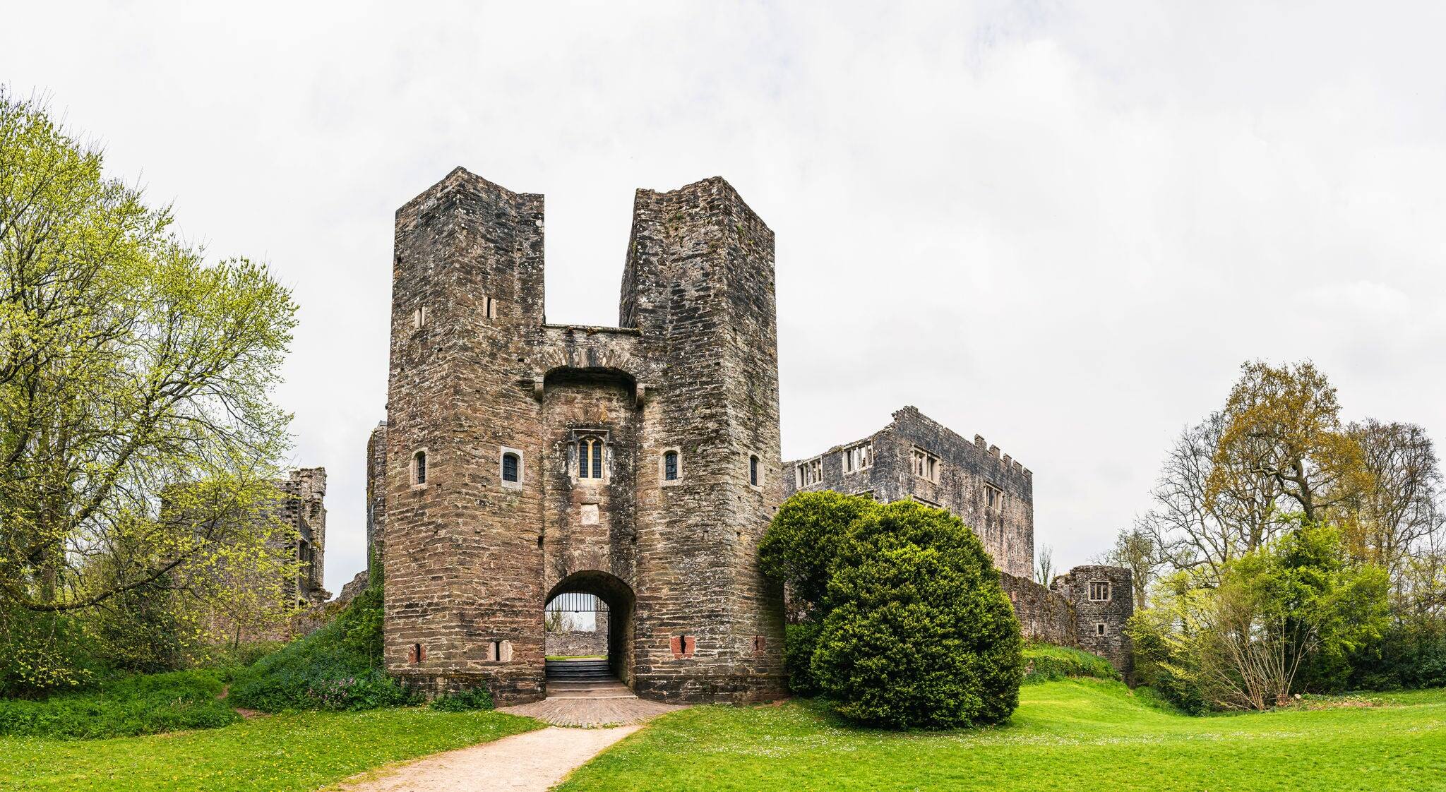 Panorama of Berry Pomeroy Castle, Totnes Devon, England