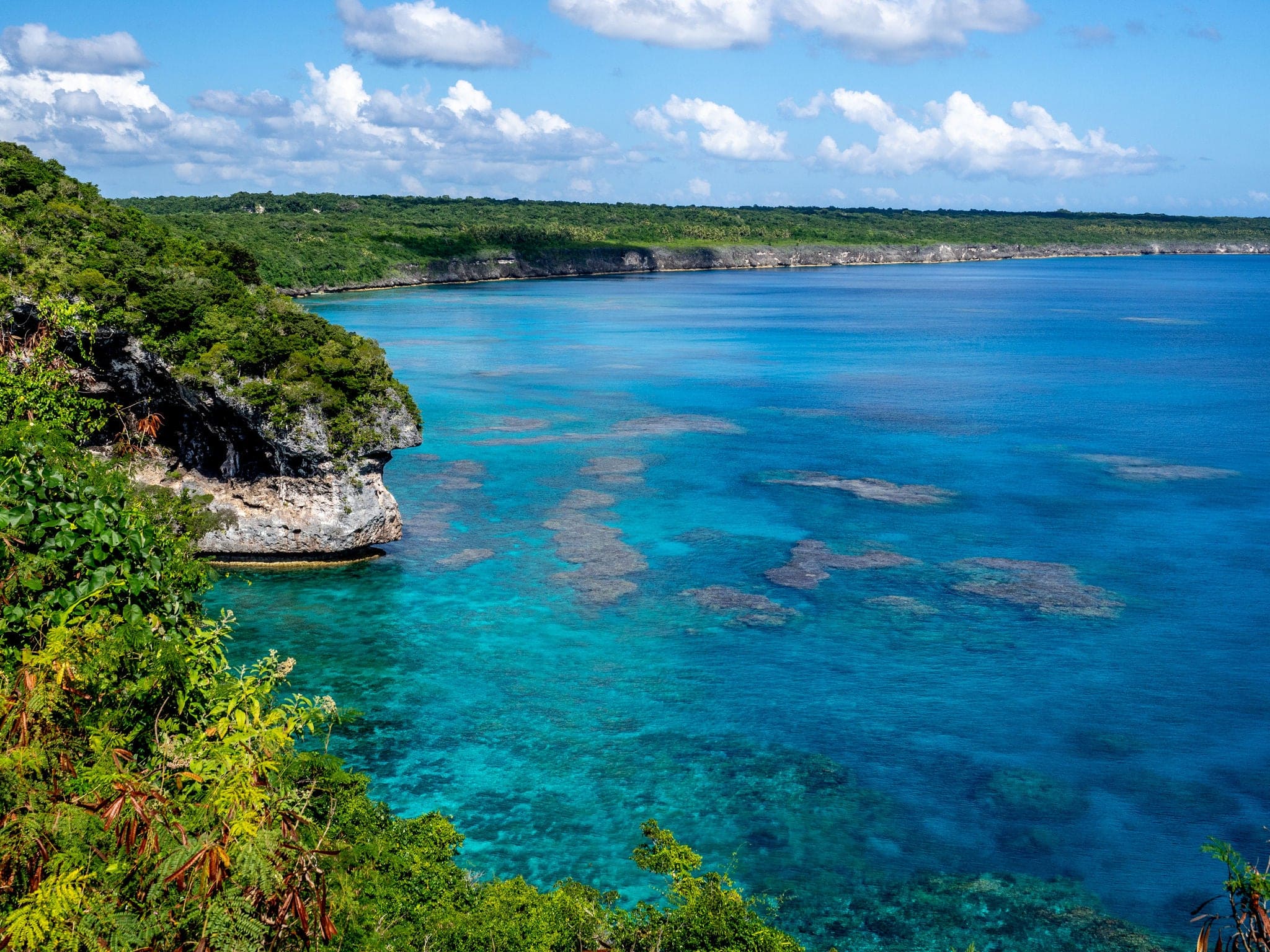 Coastline of Cliffs of Jokin overlooking blue ocean in New Caledonia